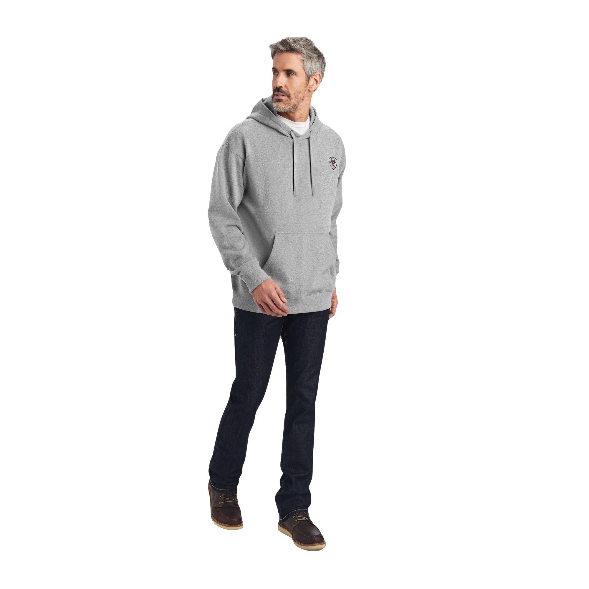 Ariat Men's Logo Hoodie - Heather Grey - GREY Thumbnail View 3