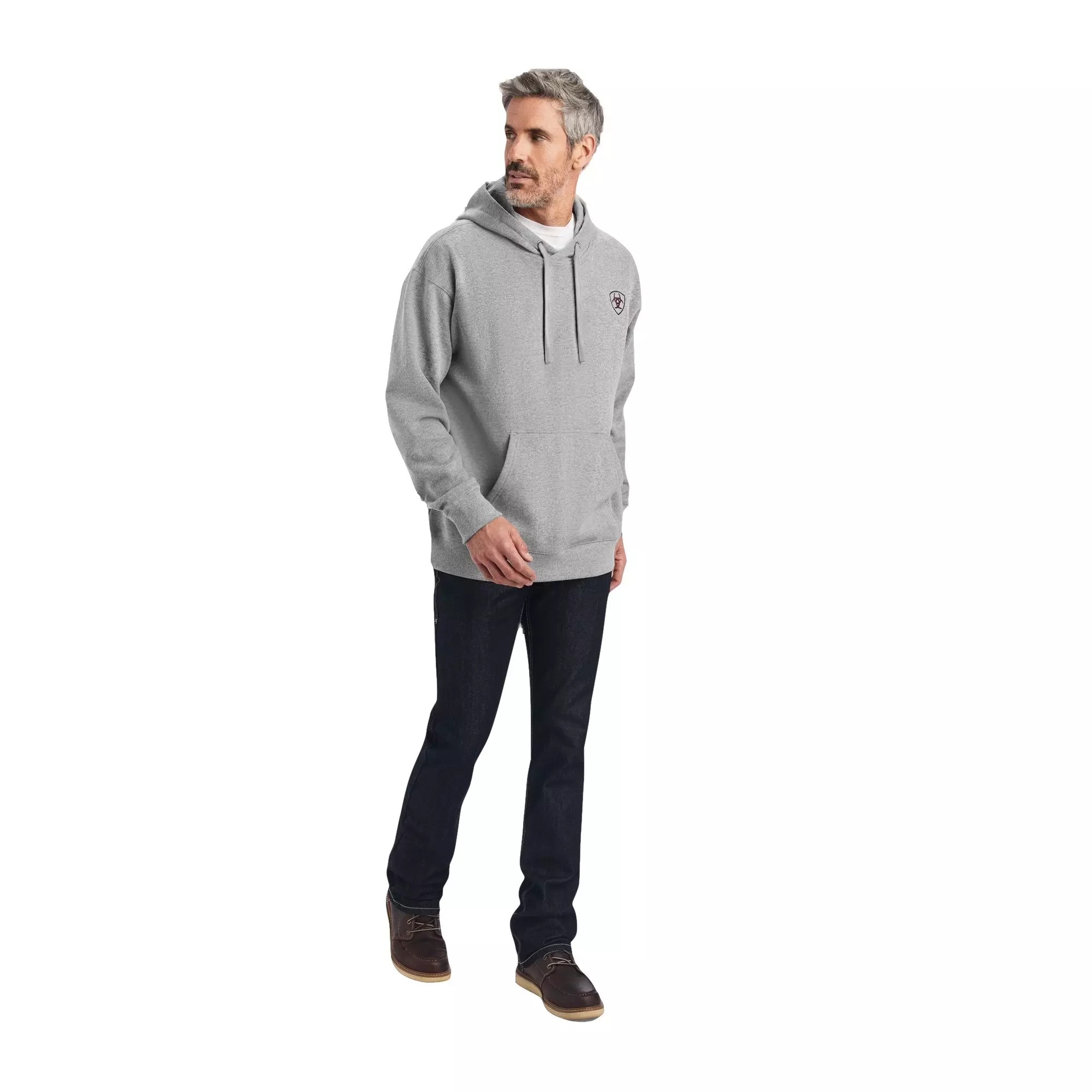 Ariat Men's Logo Hoodie - Heather Grey - GREY