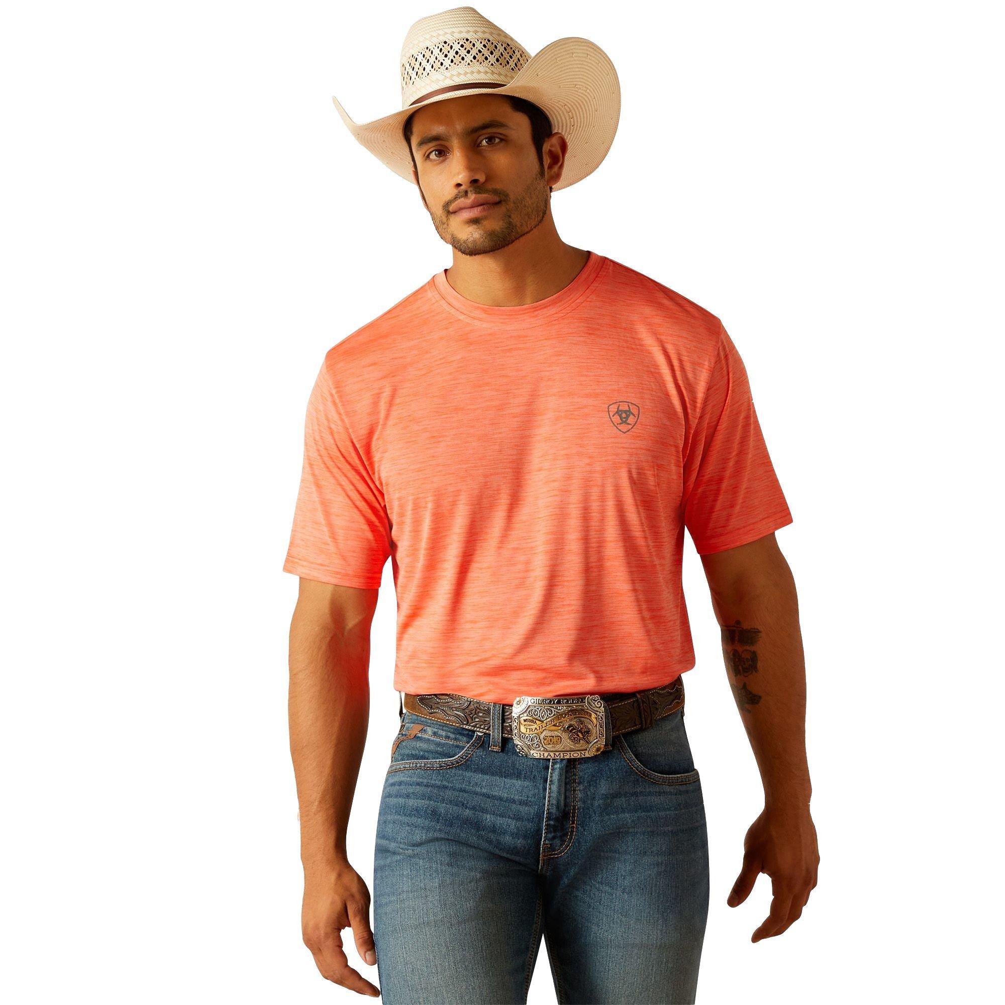 Ariat Men's Charger Shield Tee - ORANGE Thumbnail View 1