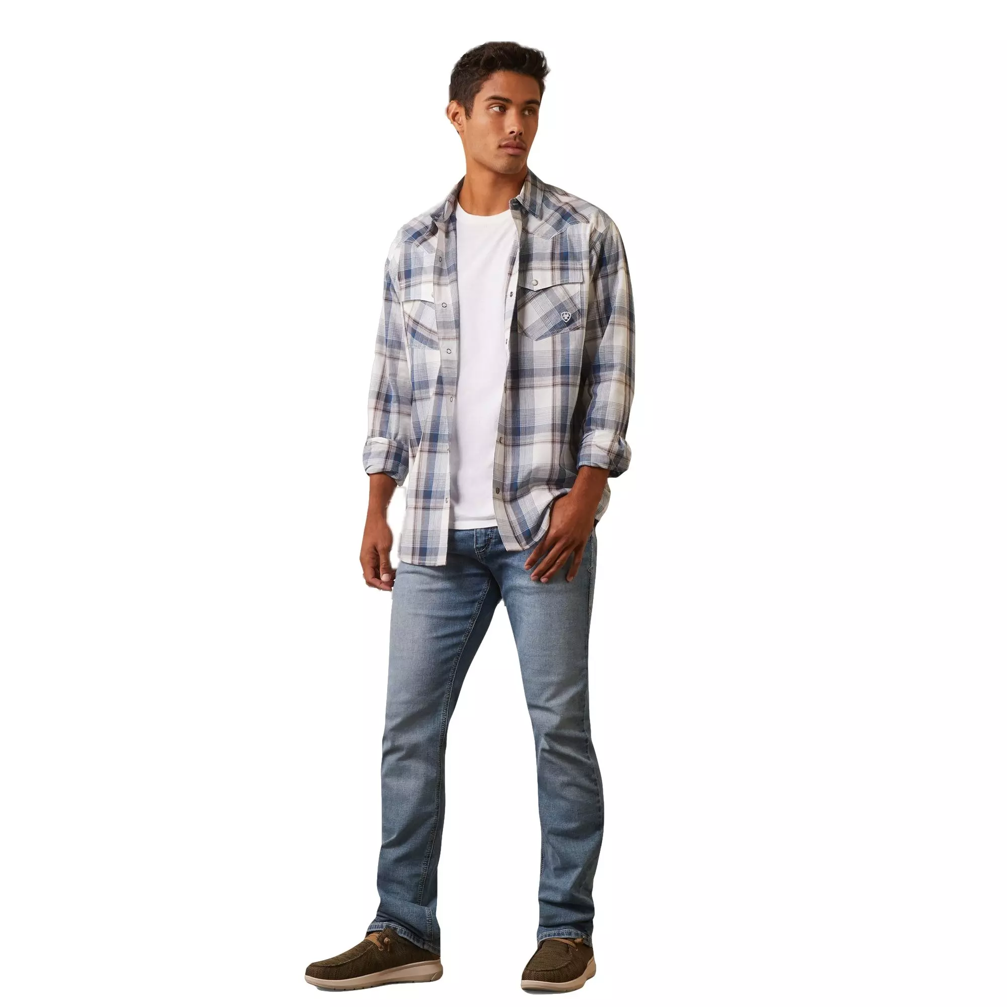 Ariat Men's Haston Retro Snap Long-Sleeve Shirt - WHITE