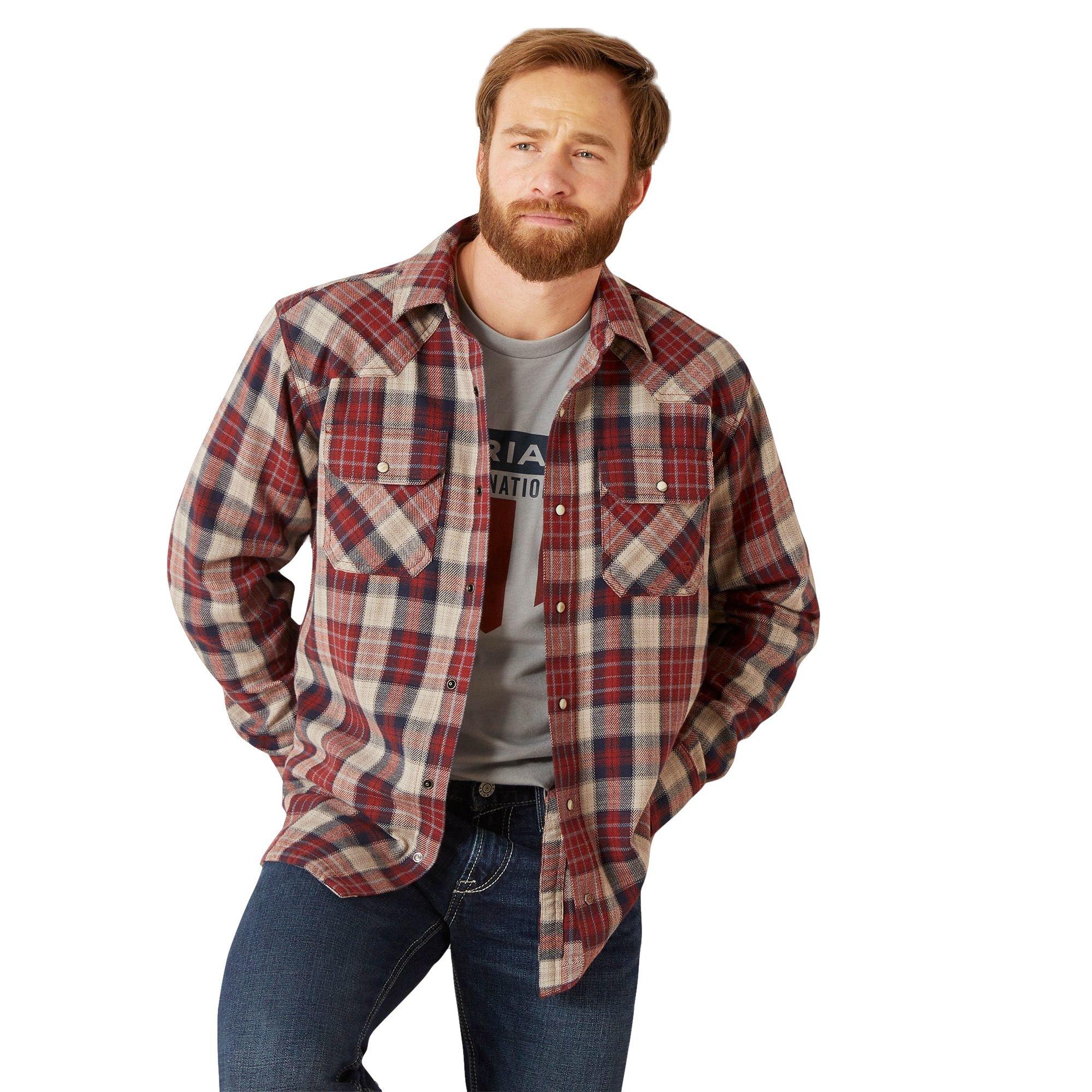 Ariat Men's Harlen Retro Snap Long-Sleeve Shirt - RED Thumbnail View 1