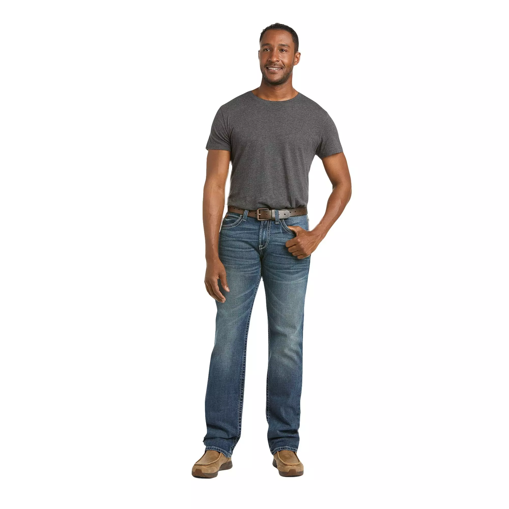 Ariat Men's M7 Straight Coltrane Sight John Silverton Slim Fit Jeans - BLUE