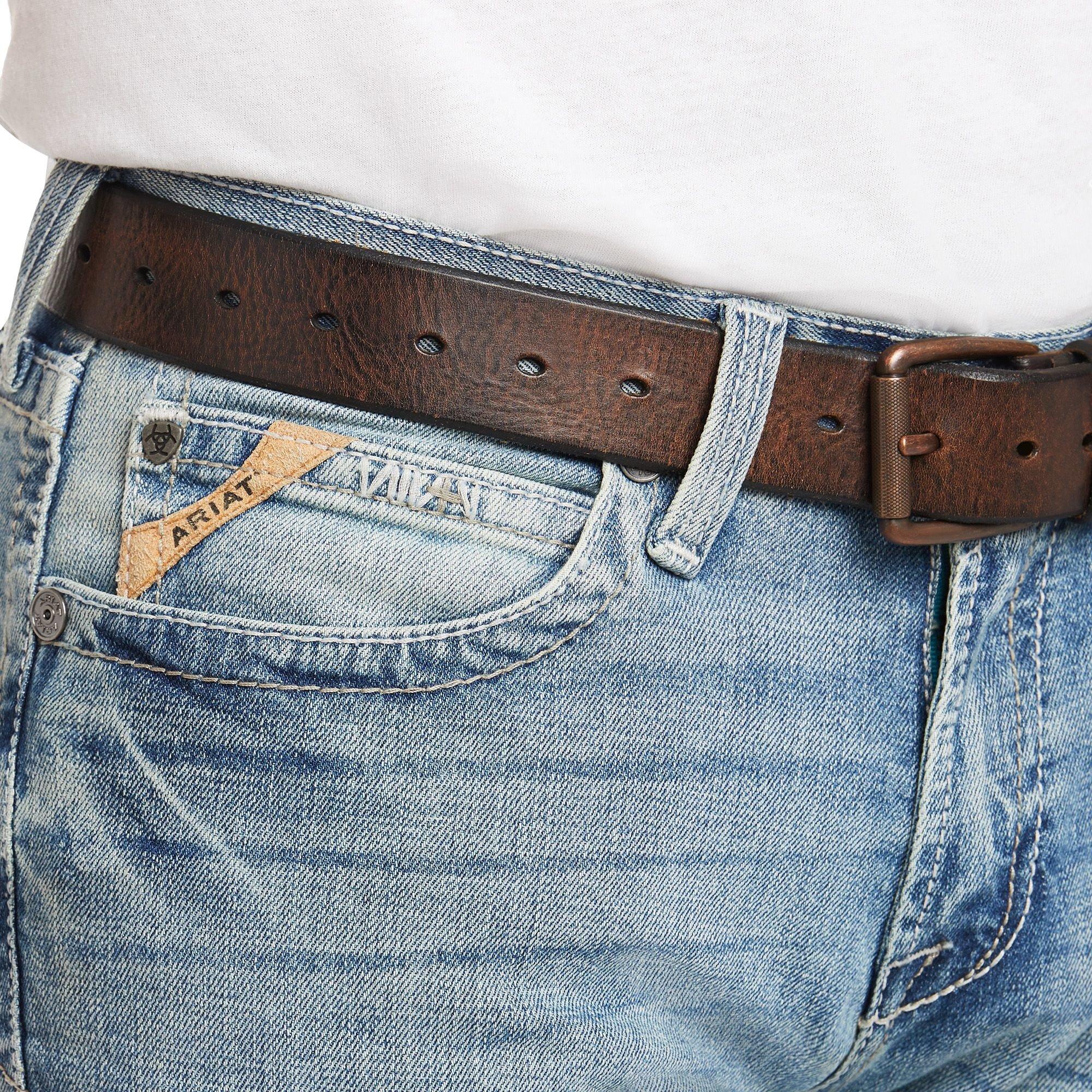 Ariat Men's M7 Rocker Stretch Stirling Stackable Straight Fit Denim Jeans - BLUE Thumbnail View 4