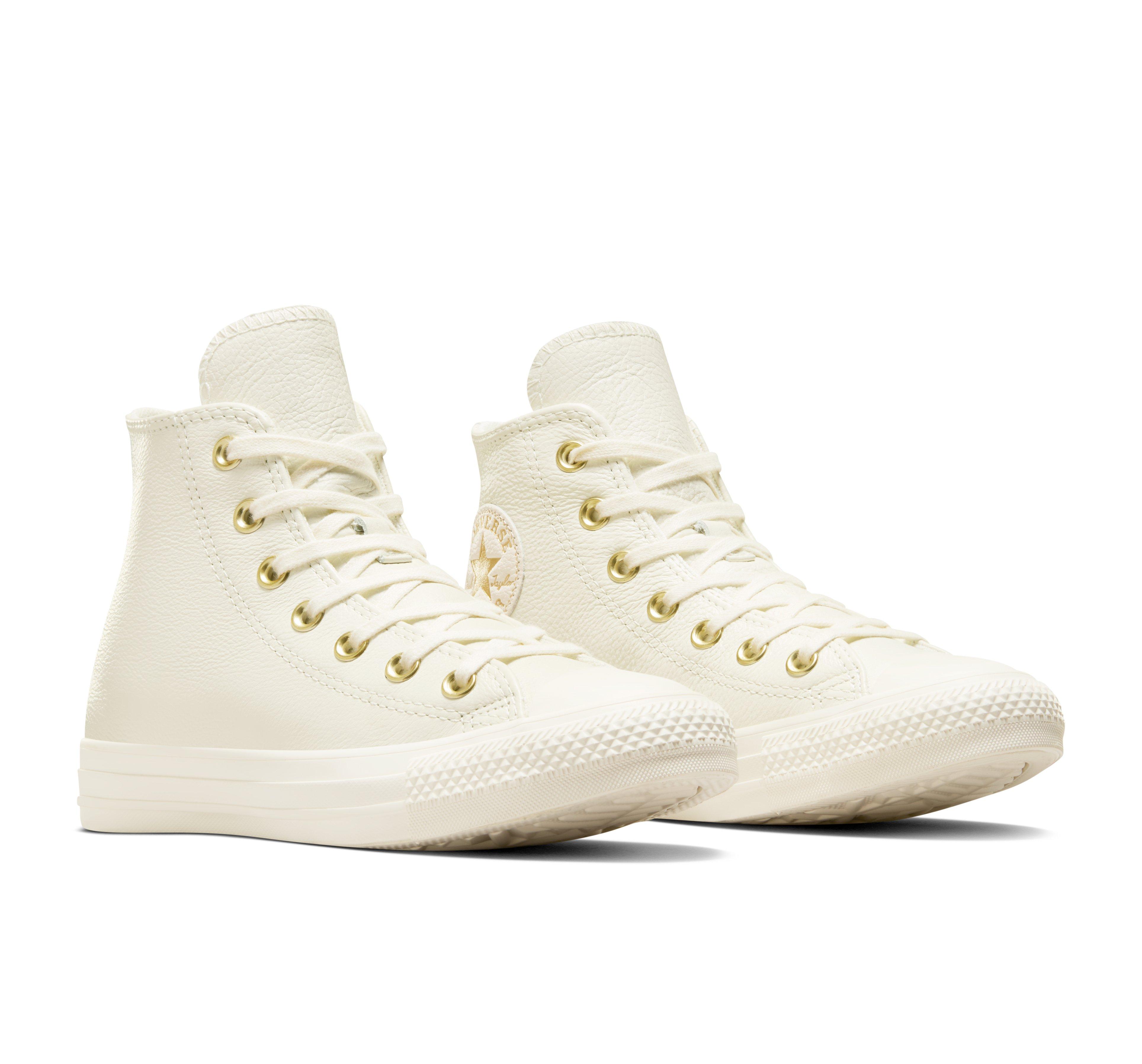 Converse Chuck Taylor All Star Hi Leather "Egret/Gold" Women's Shoe - OFF-WHITE Thumbnail View 4