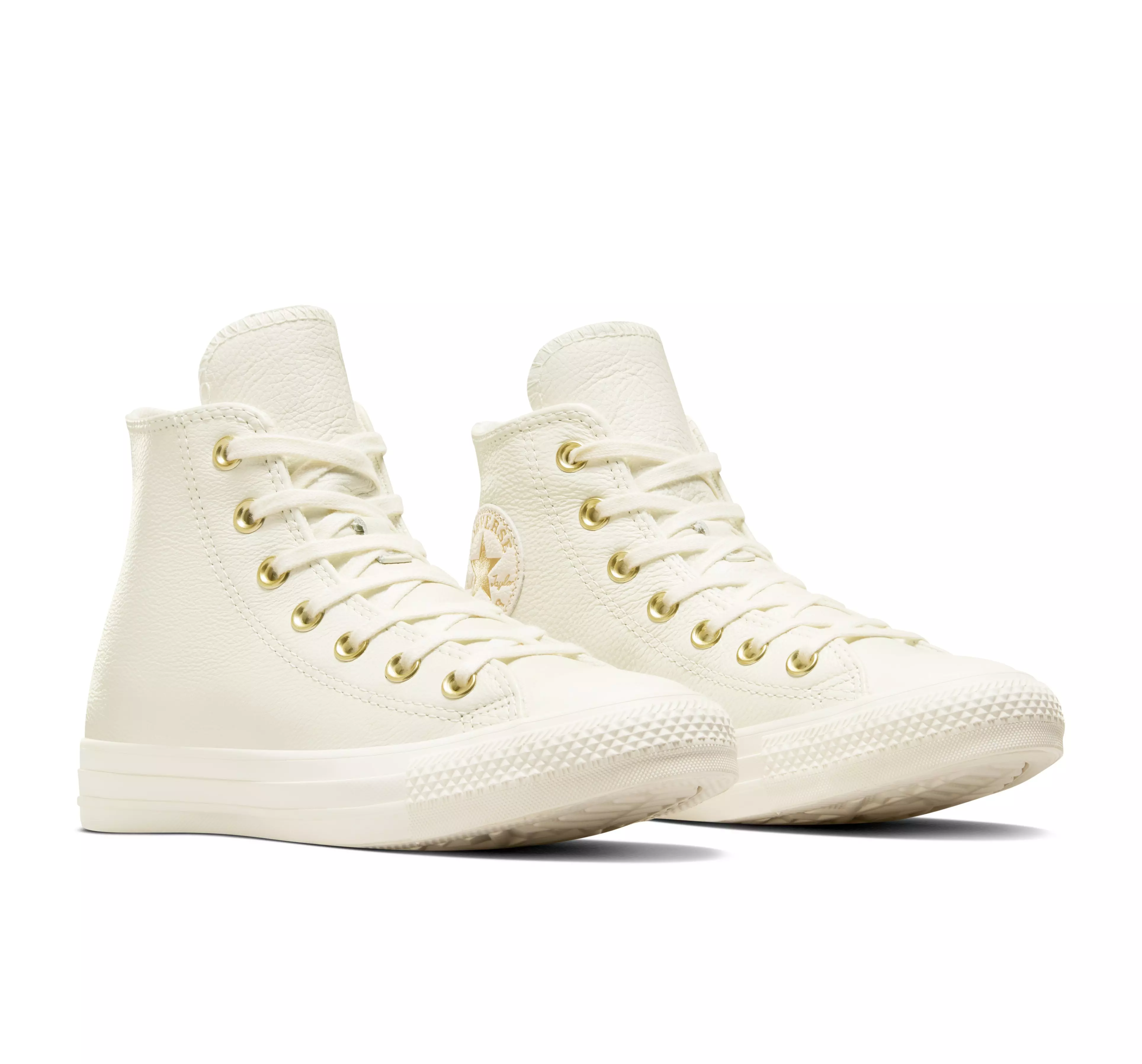 Converse Chuck Taylor All Star Hi Leather "Egret/Gold" Women's Shoe - OFF-WHITE