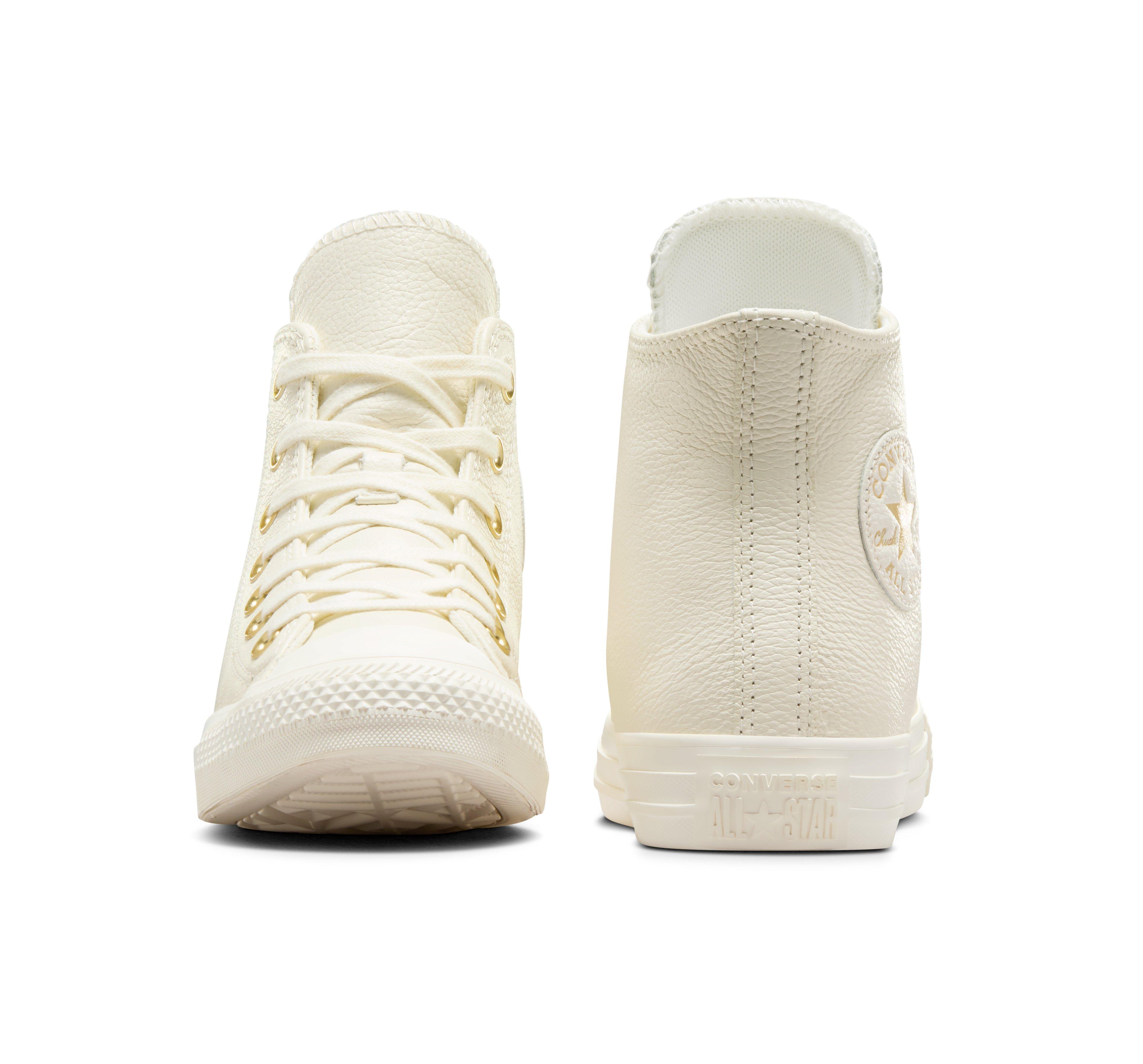 Converse Chuck Taylor All Star Hi Leather "Egret/Gold" Women's Shoe - OFF-WHITE Thumbnail View 5