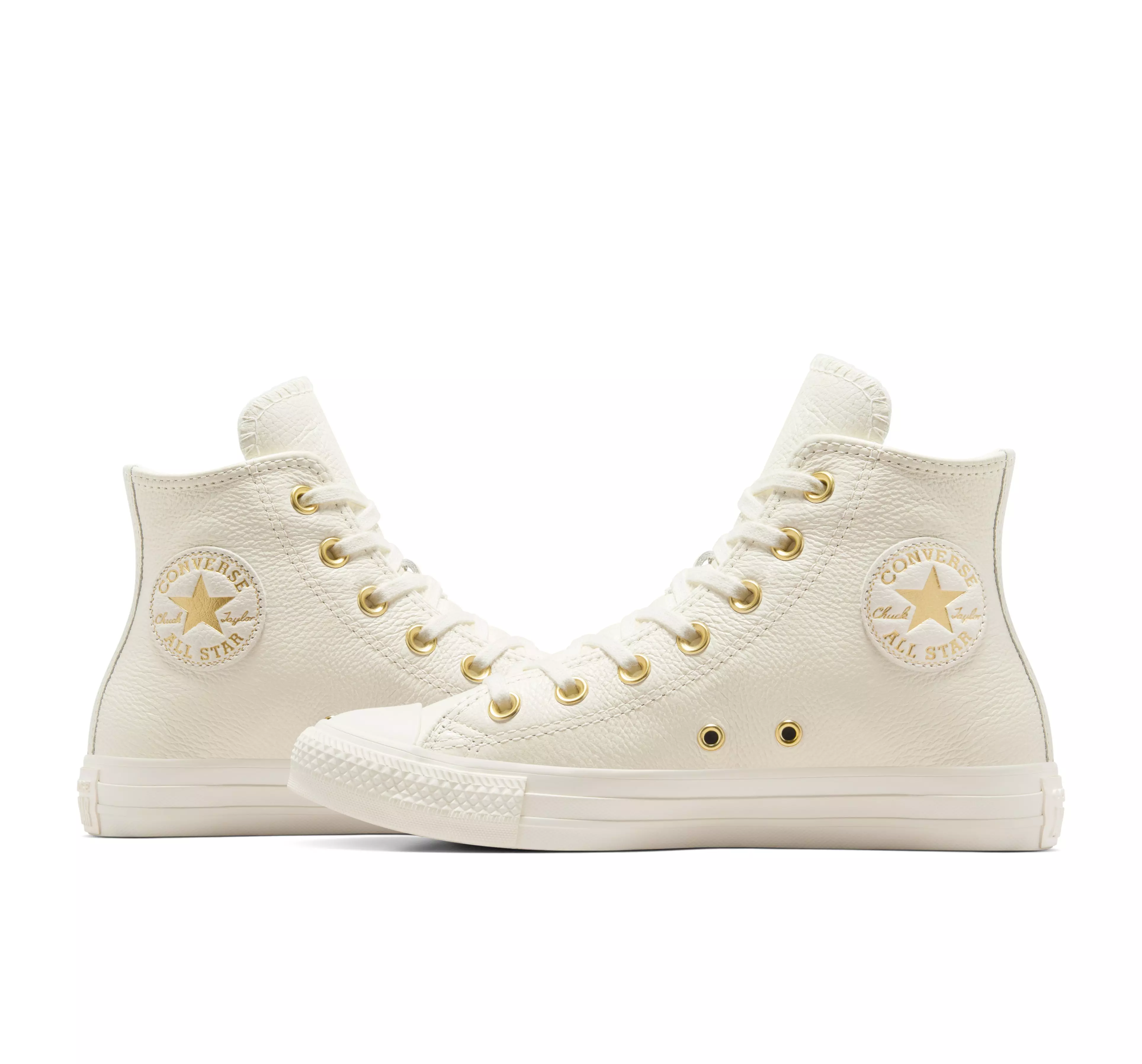 Converse Chuck Taylor All Star Hi Leather "Egret/Gold" Women's Shoe - OFF-WHITE