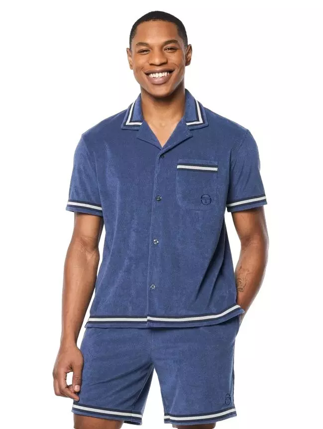 Sergio Tacchini Men's Vitus Terry Cabana Shirt - BLUE