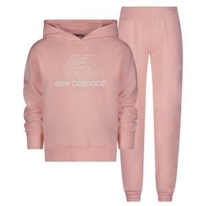 New Balance Little Girls' 2-Piece Pullover Jogger Set -Pink