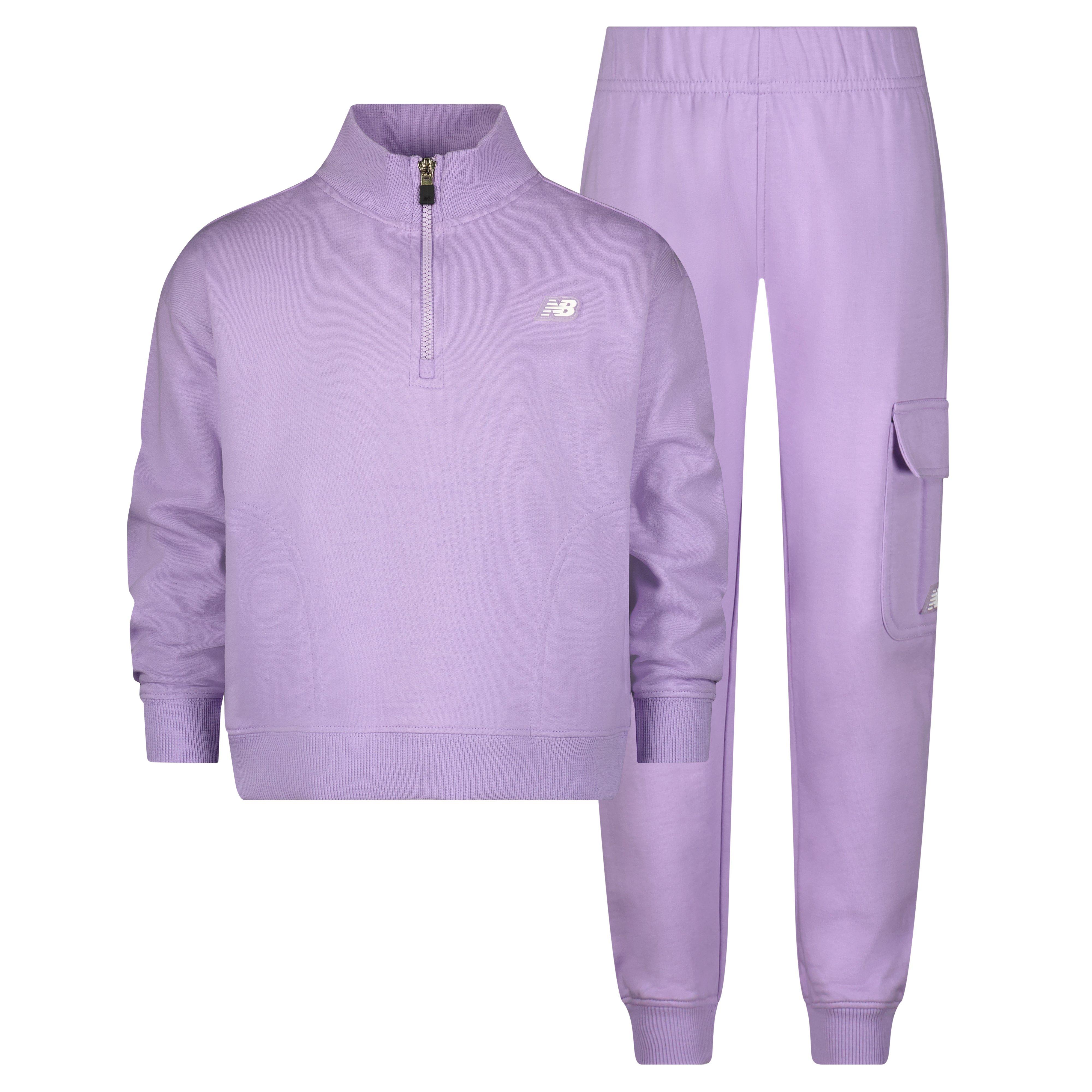 New Balance Big Girls' 1/4 Zip Pullover 2-Piece Jogger Set