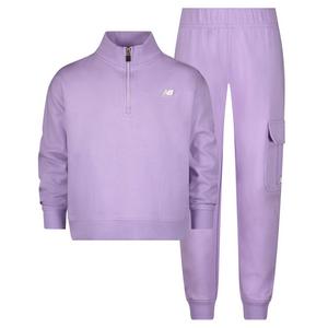 New Balance Little Girls' 1/4 Zip Pullover 2-Piece Jogger Set