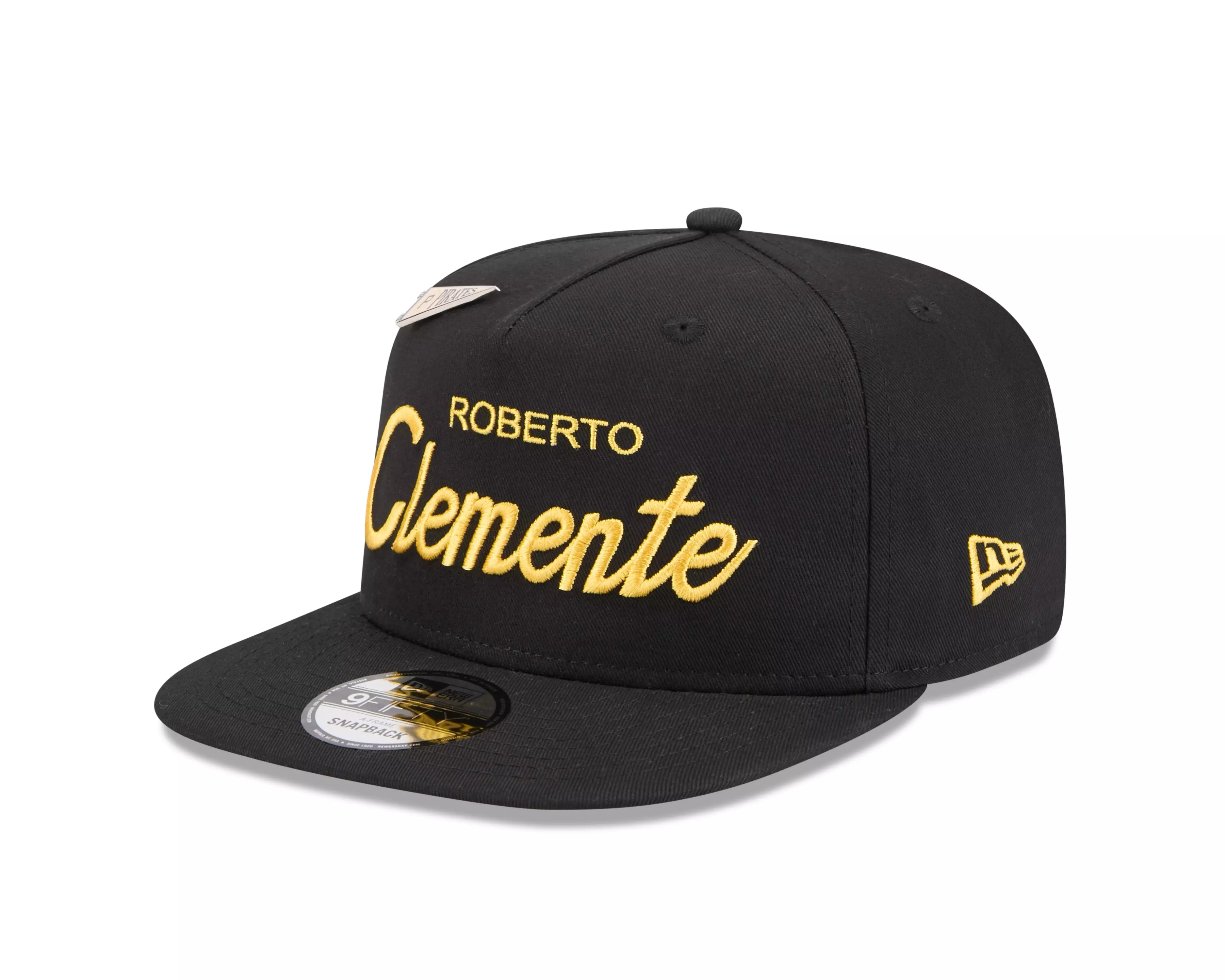 New Era Pittsburgh Pirates 9FIFTY A Frame Roberto Clemente Name Flag Snapback Hat-Black - BLACK