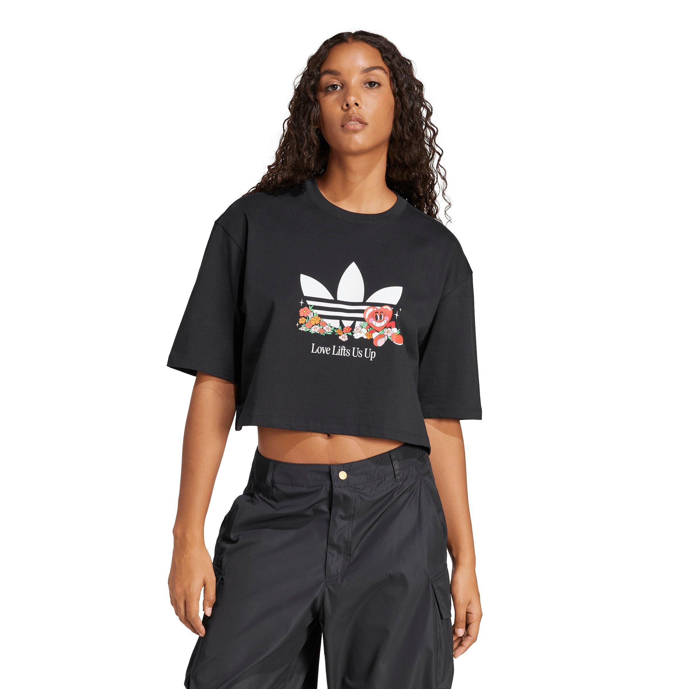 adidas Originals Women's Trefoil Made by Nelson Graphic Tee - BLACK Thumbnail View 1