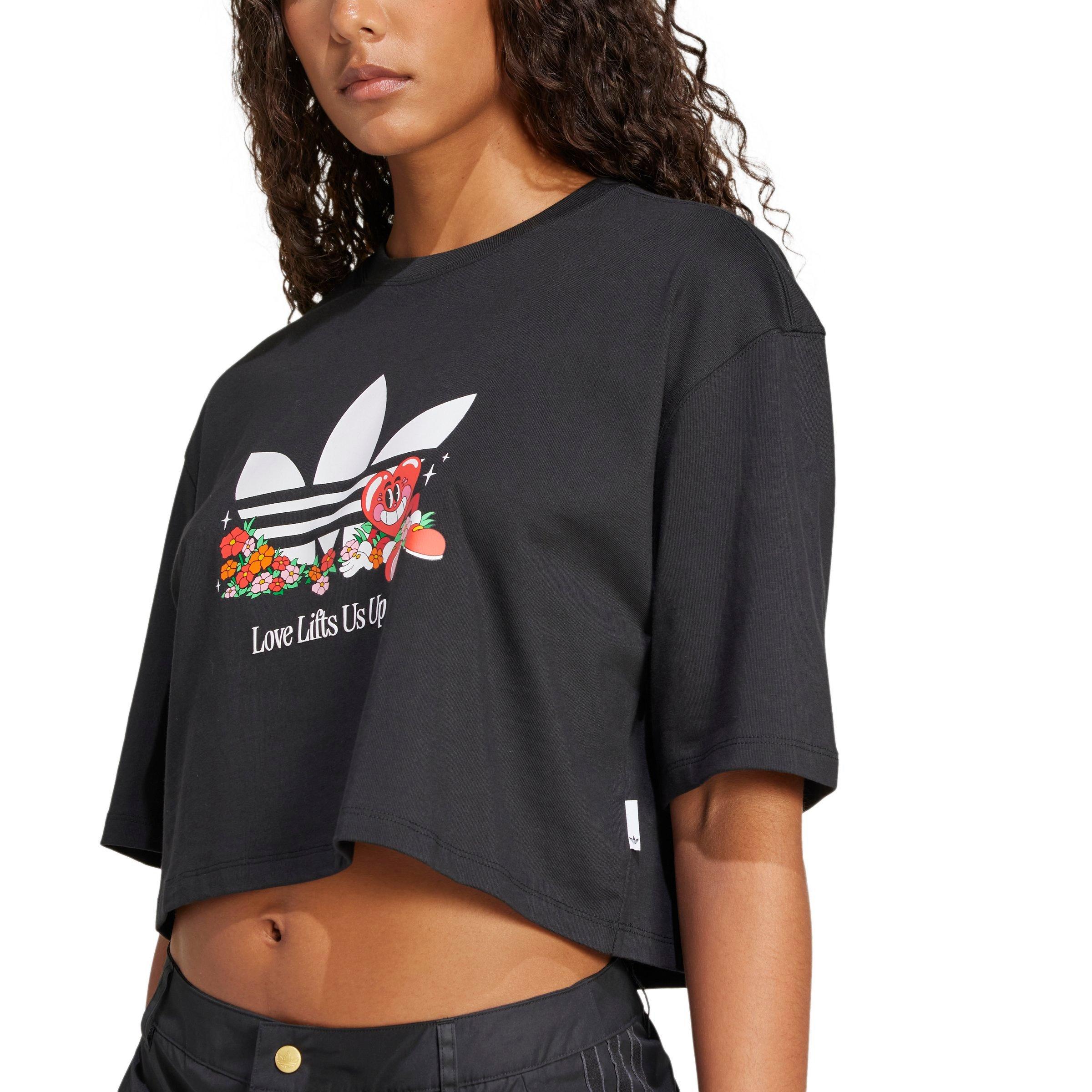 adidas Originals Women's Trefoil Made by Nelson Graphic Tee - BLACK Thumbnail View 4