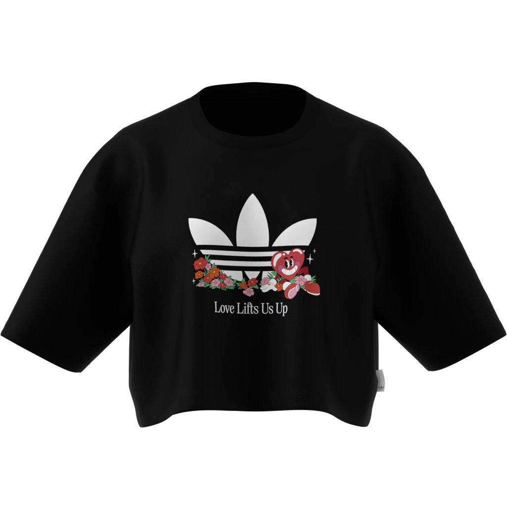 adidas Originals Women's Trefoil Made by Nelson Graphic Tee - BLACK Thumbnail View 6