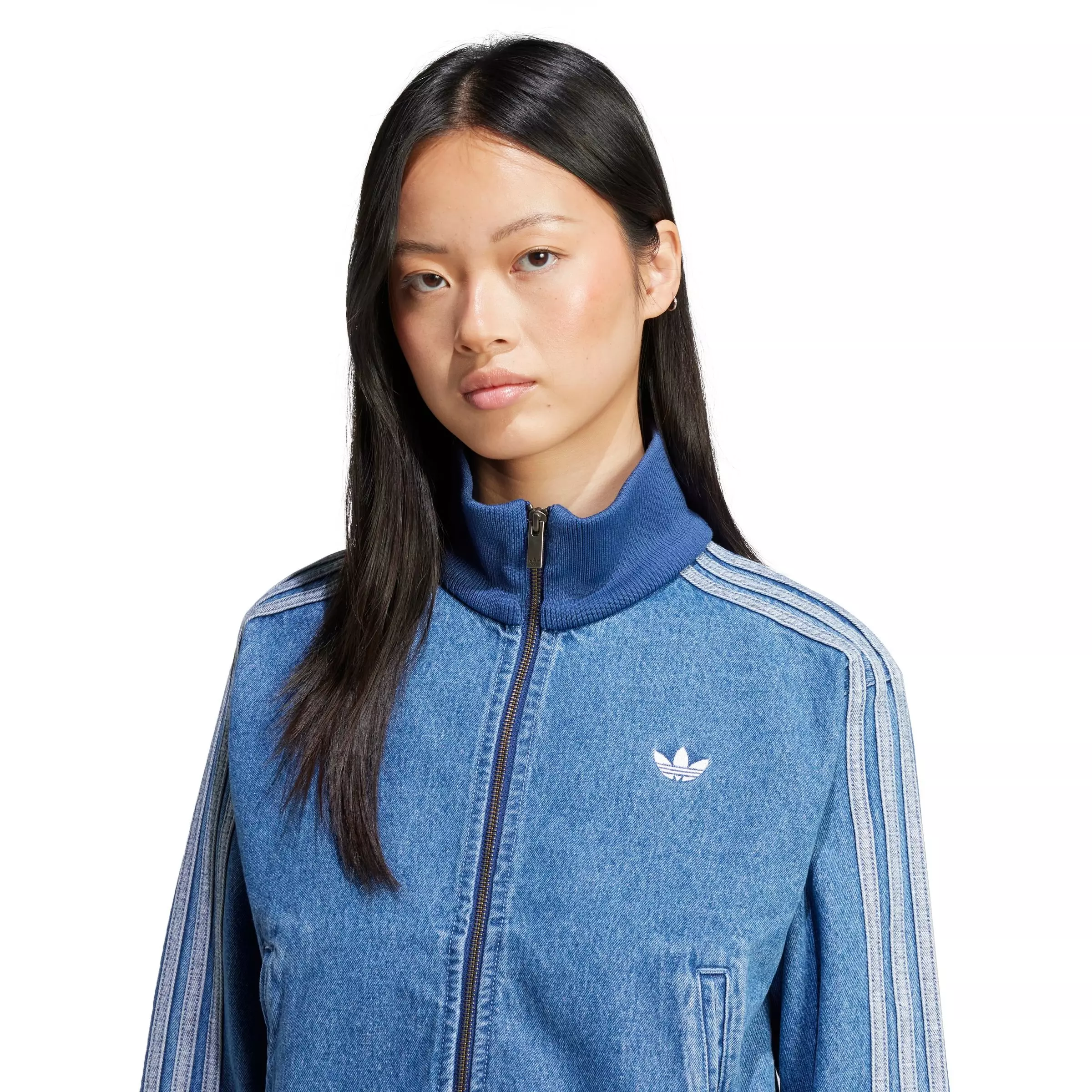 adidas Originals Women's Adicolor Denim Track Jacket-Blue - DENIM
