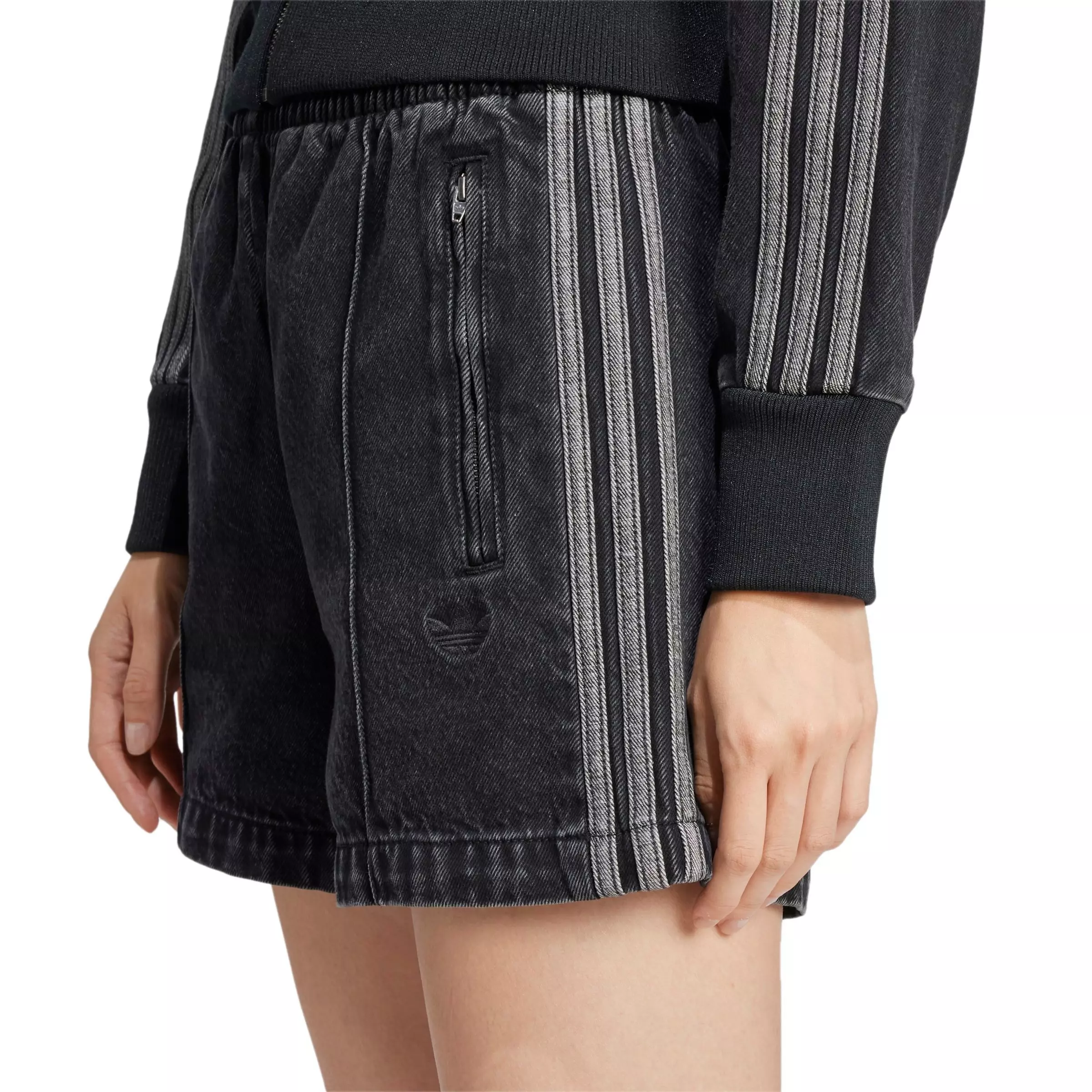 adidas Originals Women's Adicolor Denim Firebird Shorts - BLACK