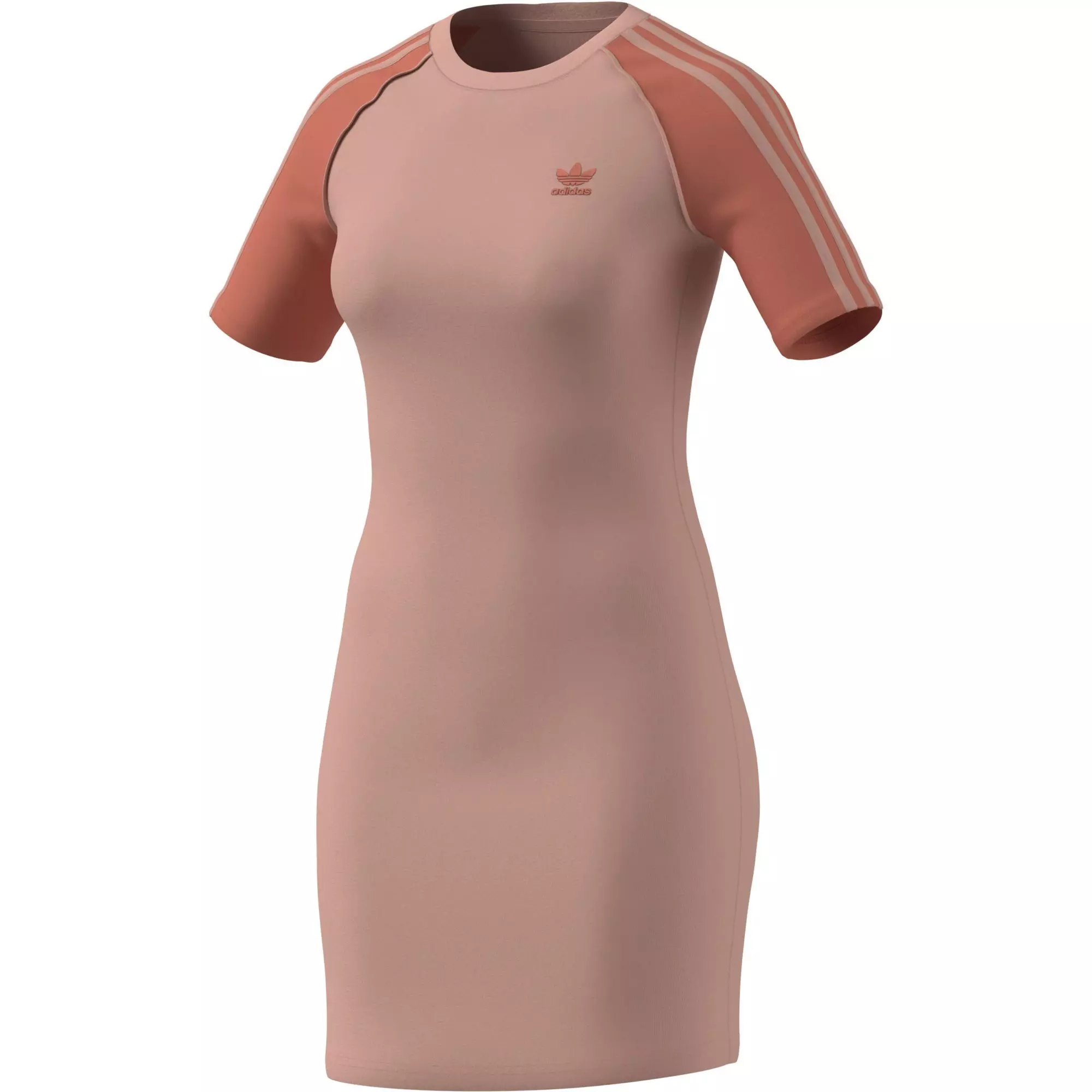 adidas Originals Women's Adicolor 3-Stripes Raglan Short-Sleeve Dress - PEACH