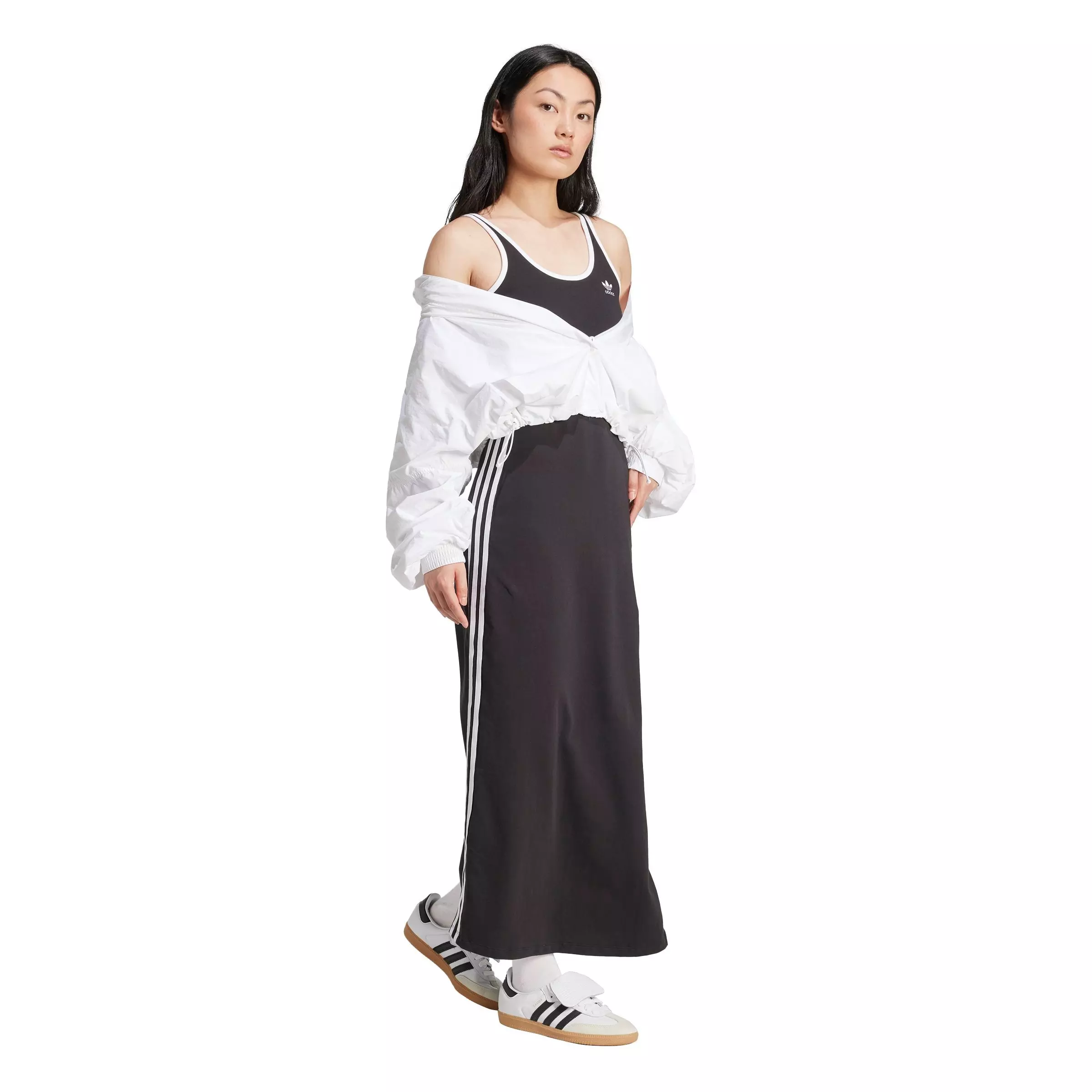 adidas Originals Women's Adicolor 3-Stripes Tank Maxi Dress - Black - BLACK