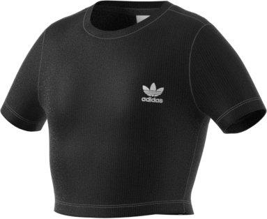 adidas Originals Big Girls' Essentials Ribbed Crop Tee - BLACK