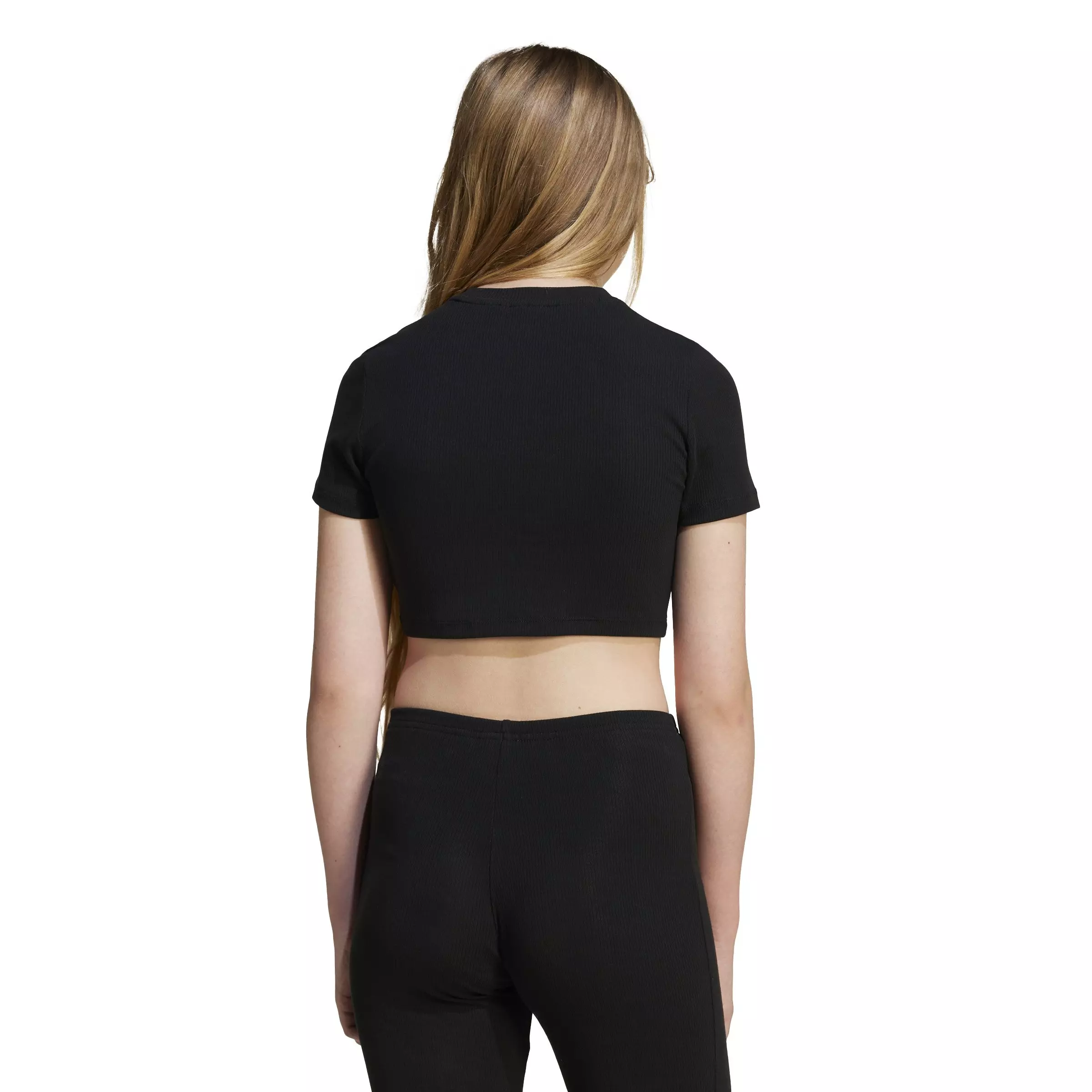 adidas Originals Big Girls' Essentials Ribbed Crop Tee - BLACK