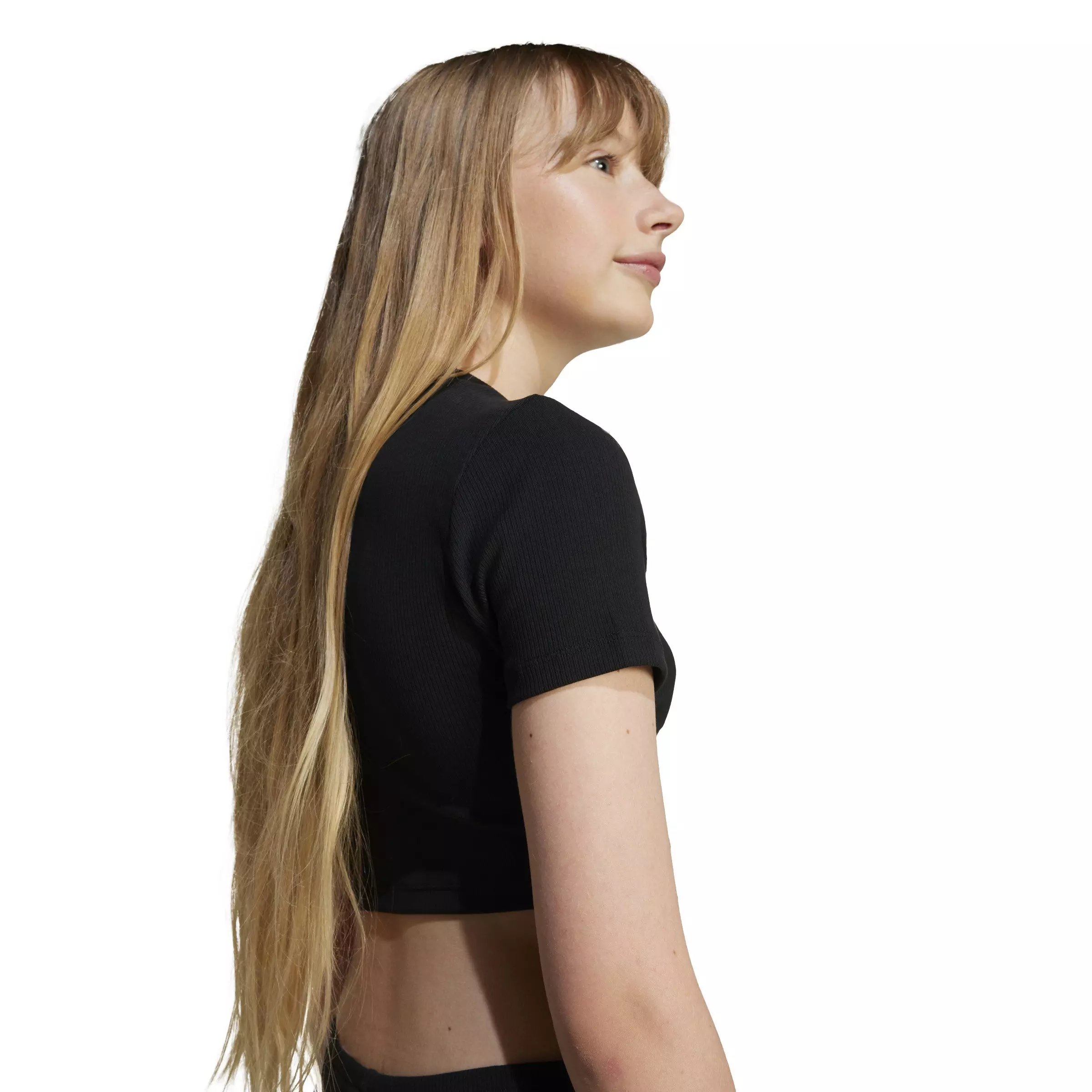adidas Originals Big Girls' Essentials Ribbed Crop Tee - BLACK