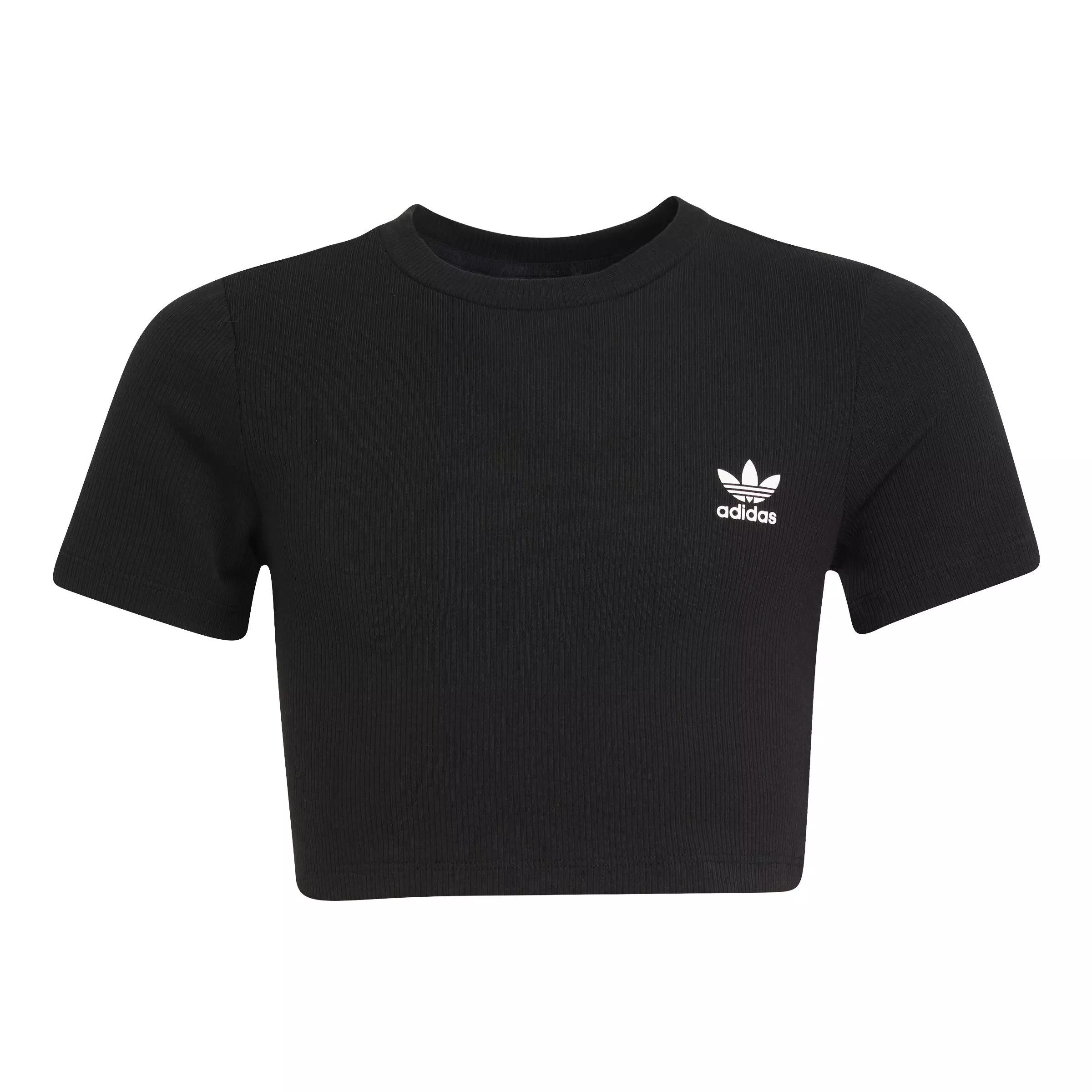 adidas Originals Big Girls' Essentials Ribbed Crop Tee - BLACK