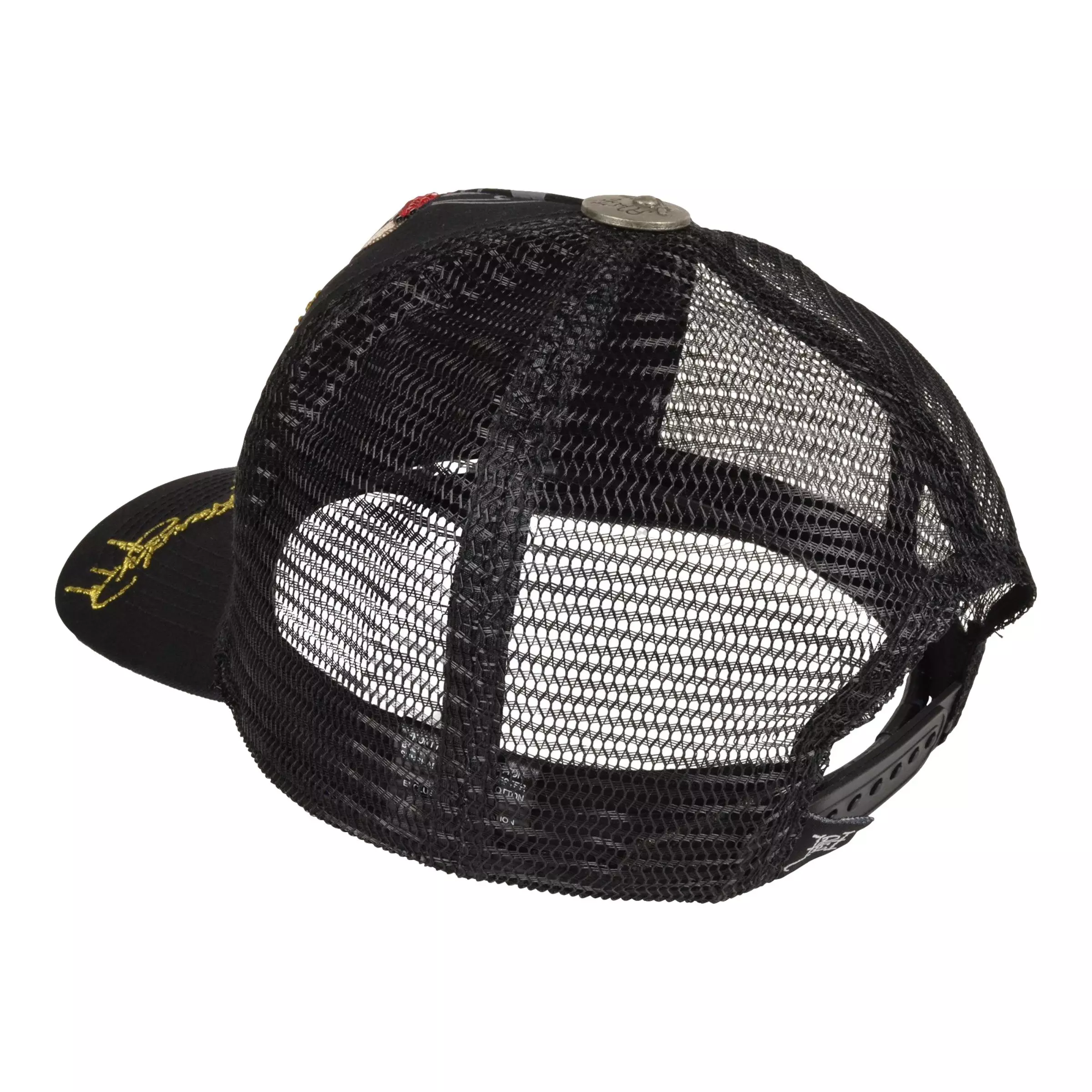 Ed Hardy Rhinestone Love Kills Skull Trucker Snapback-Black - BLACK