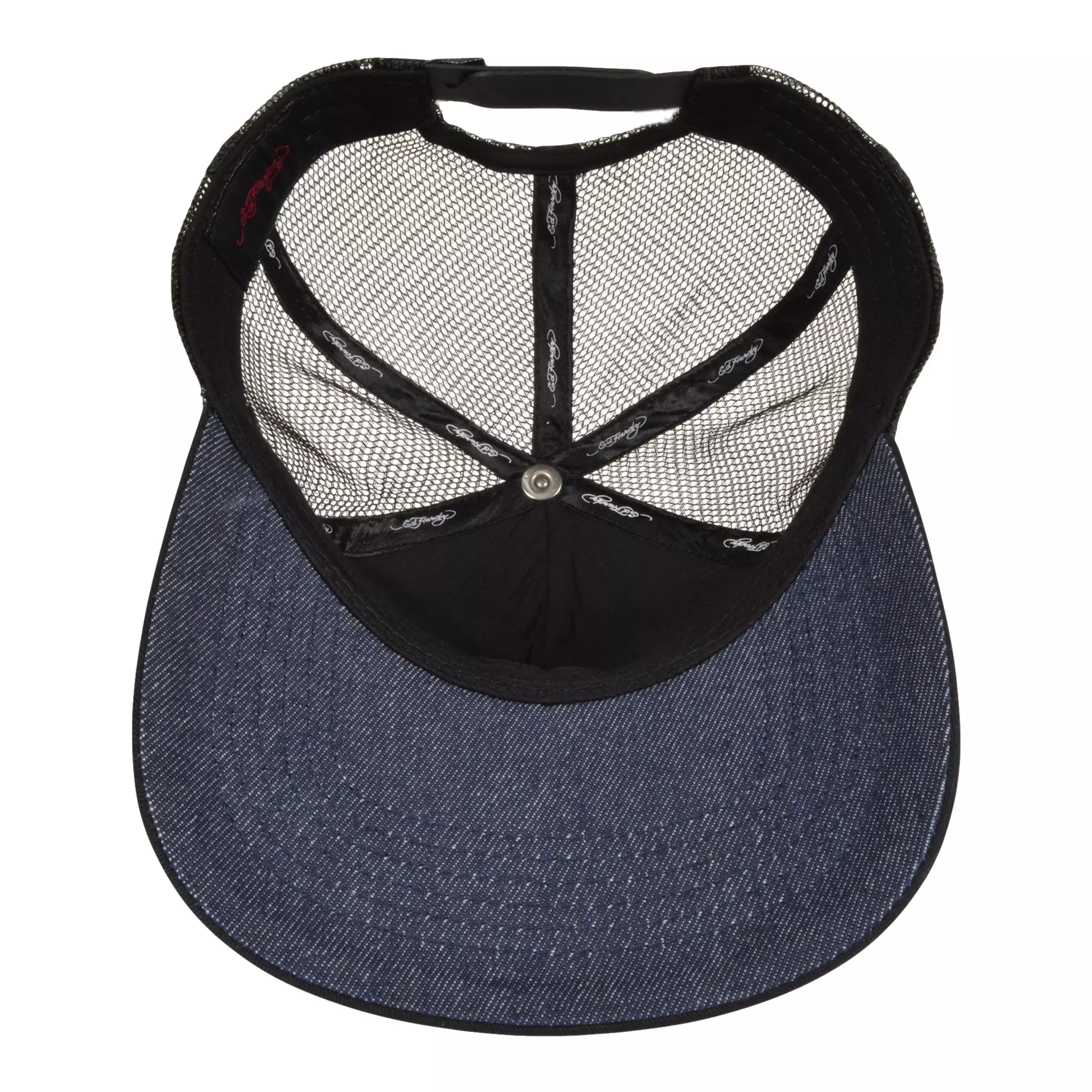 Ed Hardy Rhinestone Love Kills Skull Trucker Snapback-Black - BLACK