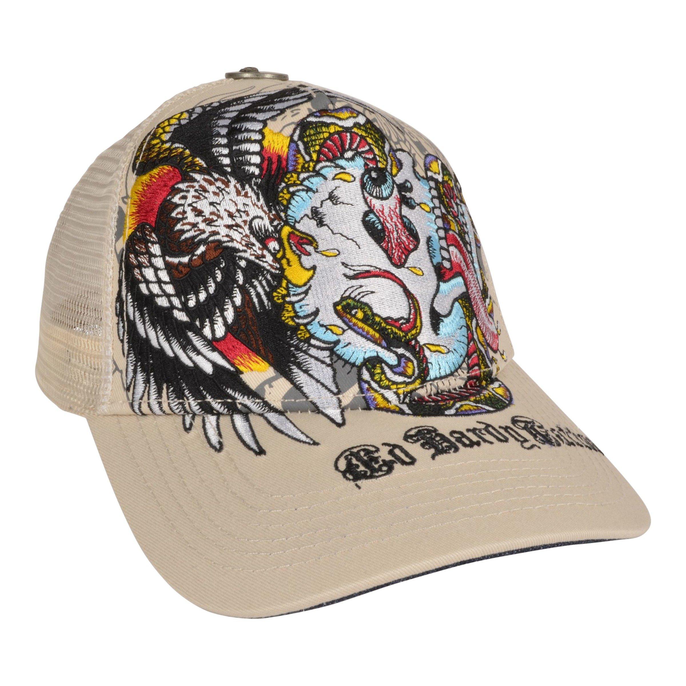 Ed Hardy Embroidered Battle Skull Trucker Snapback-Cream - CREAM Thumbnail View 2