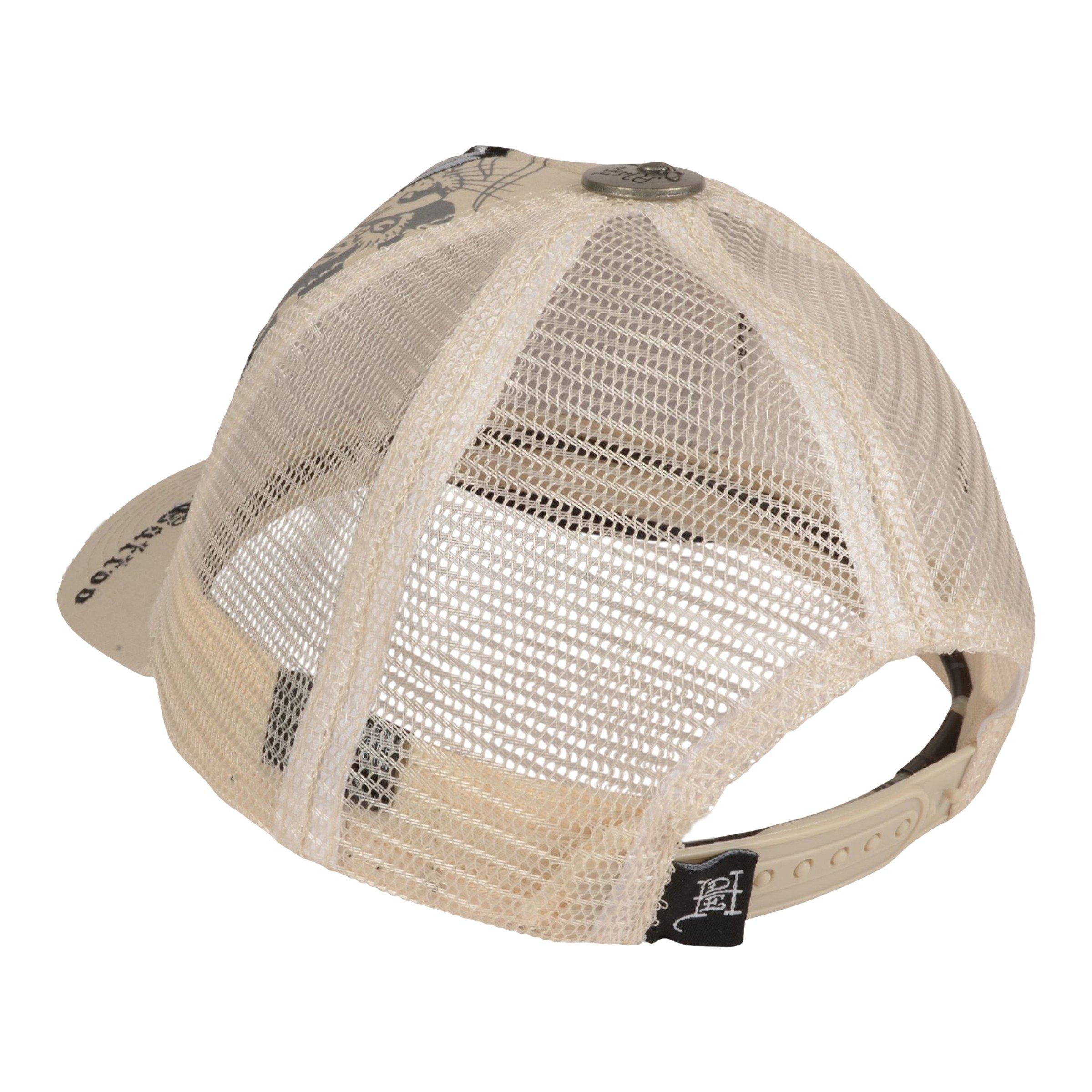 Ed Hardy Embroidered Battle Skull Trucker Snapback-Cream - CREAM Thumbnail View 3