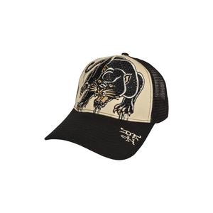 Ed Hardy Rhinestone Panther Trucker Snapback-Cream/Black