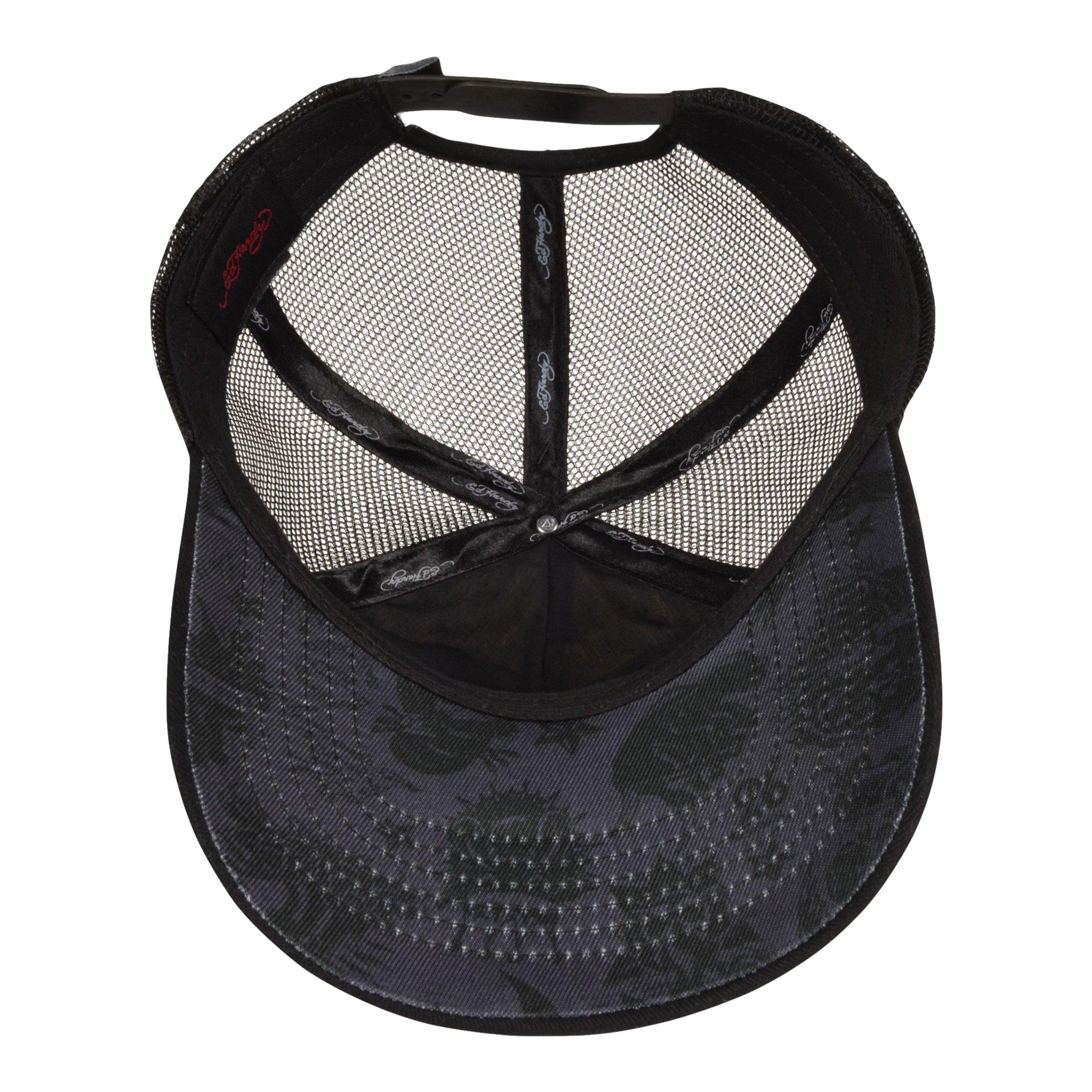 Ed Hardy Rhinestone Panther Trucker Snapback-Cream/Black