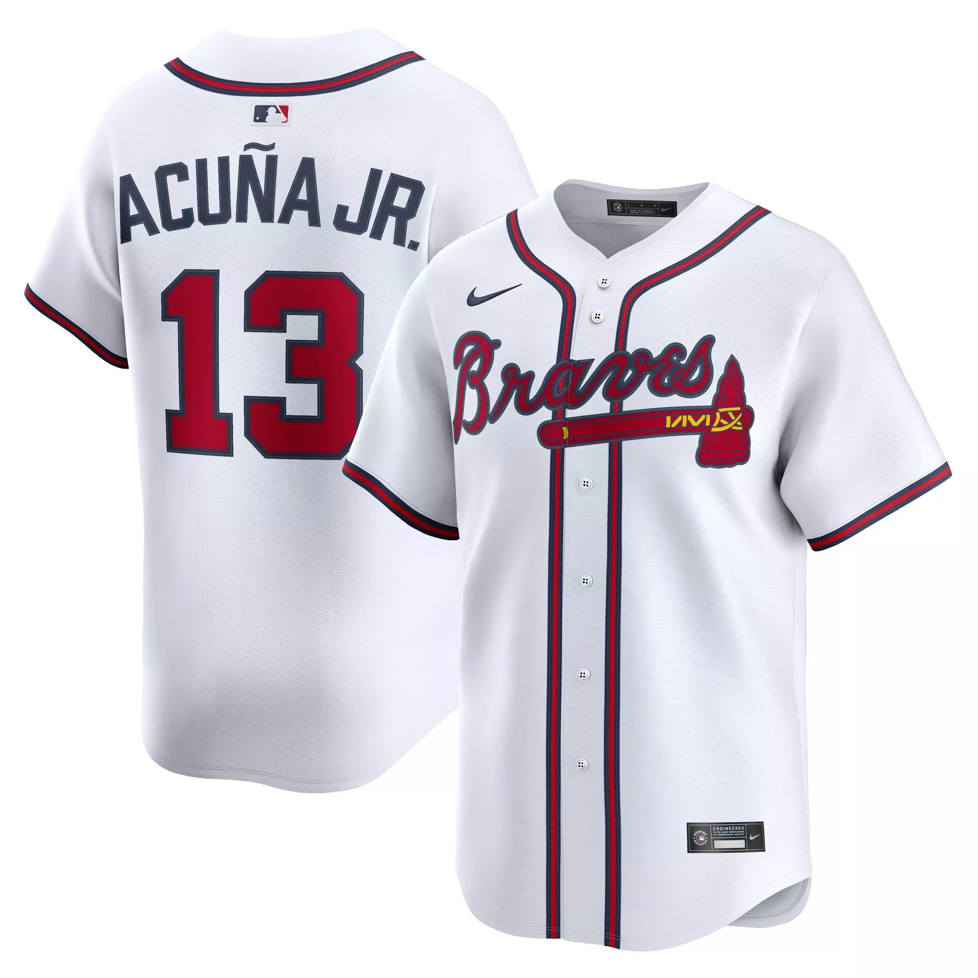 Nike Men's Atlanta Braves 2025 Ronald Acuna Jr. Limited Home Jersey-White - WHITE