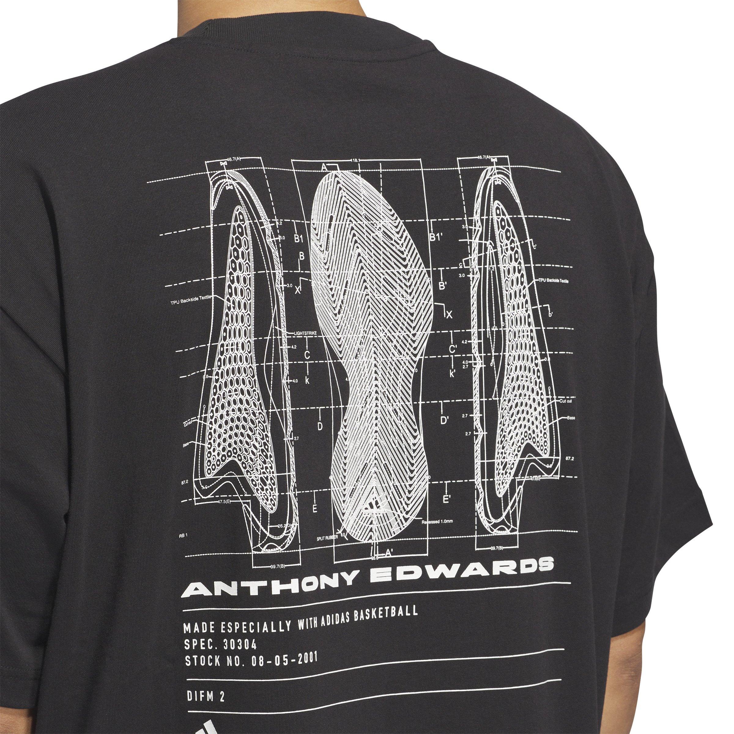 adidas Men's Anthony Edwards Seasonal Graphic Tee - BLACK Thumbnail View 4