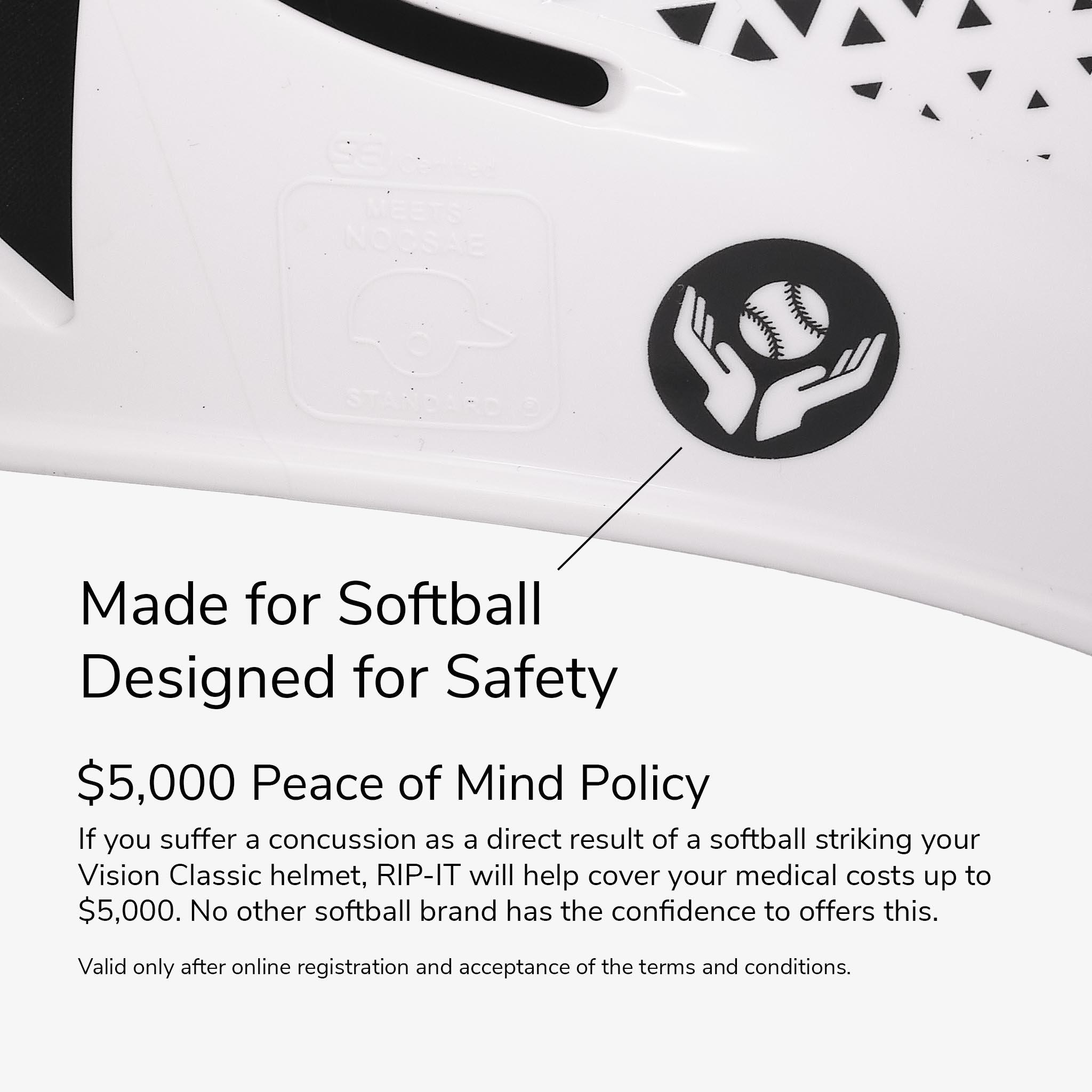 RIP-IT Vision Classic 2.0 Softball Helmet - White/Black
