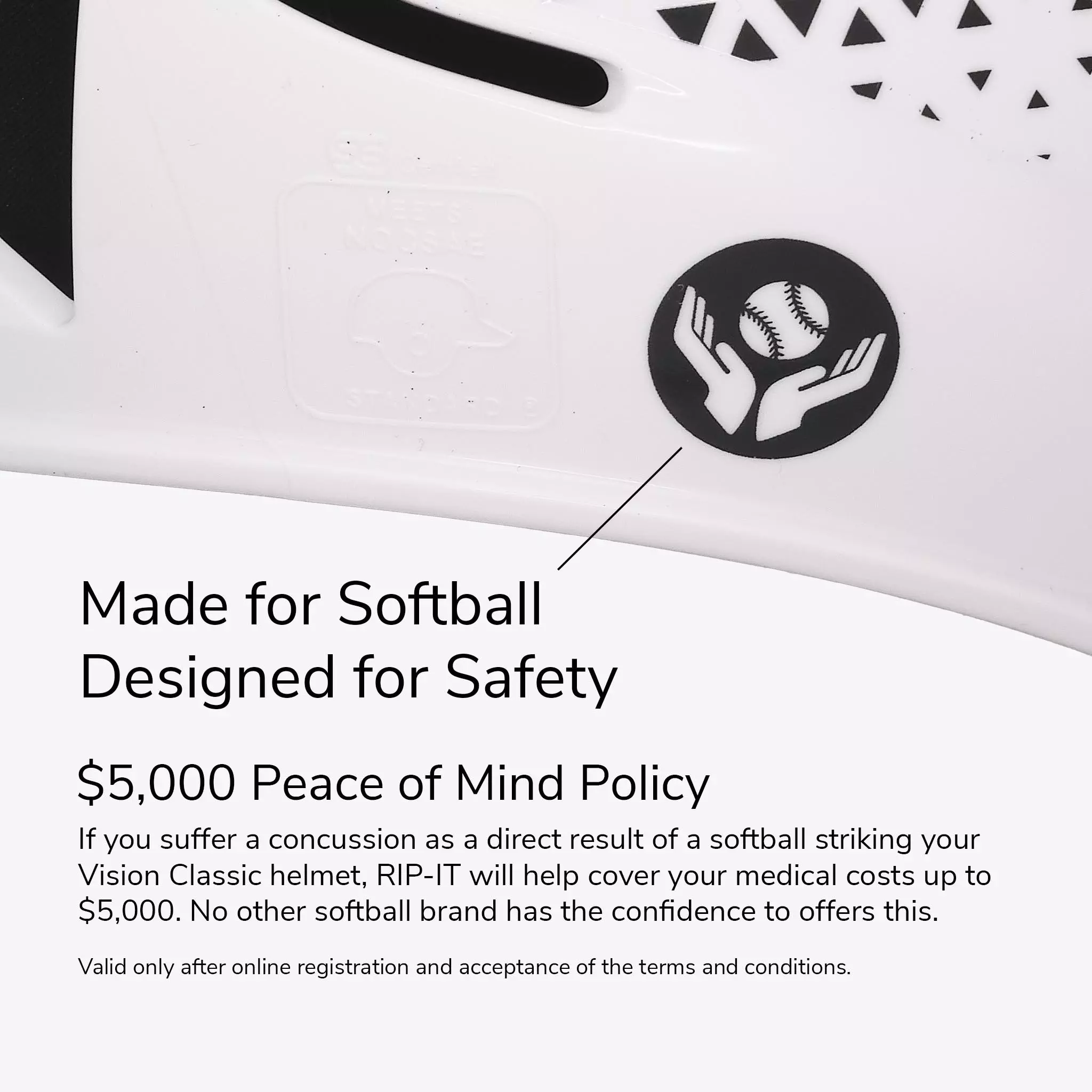 RIP-IT Vision Classic 2.0 Softball Helmet - White/Black - WHITE/BLACK