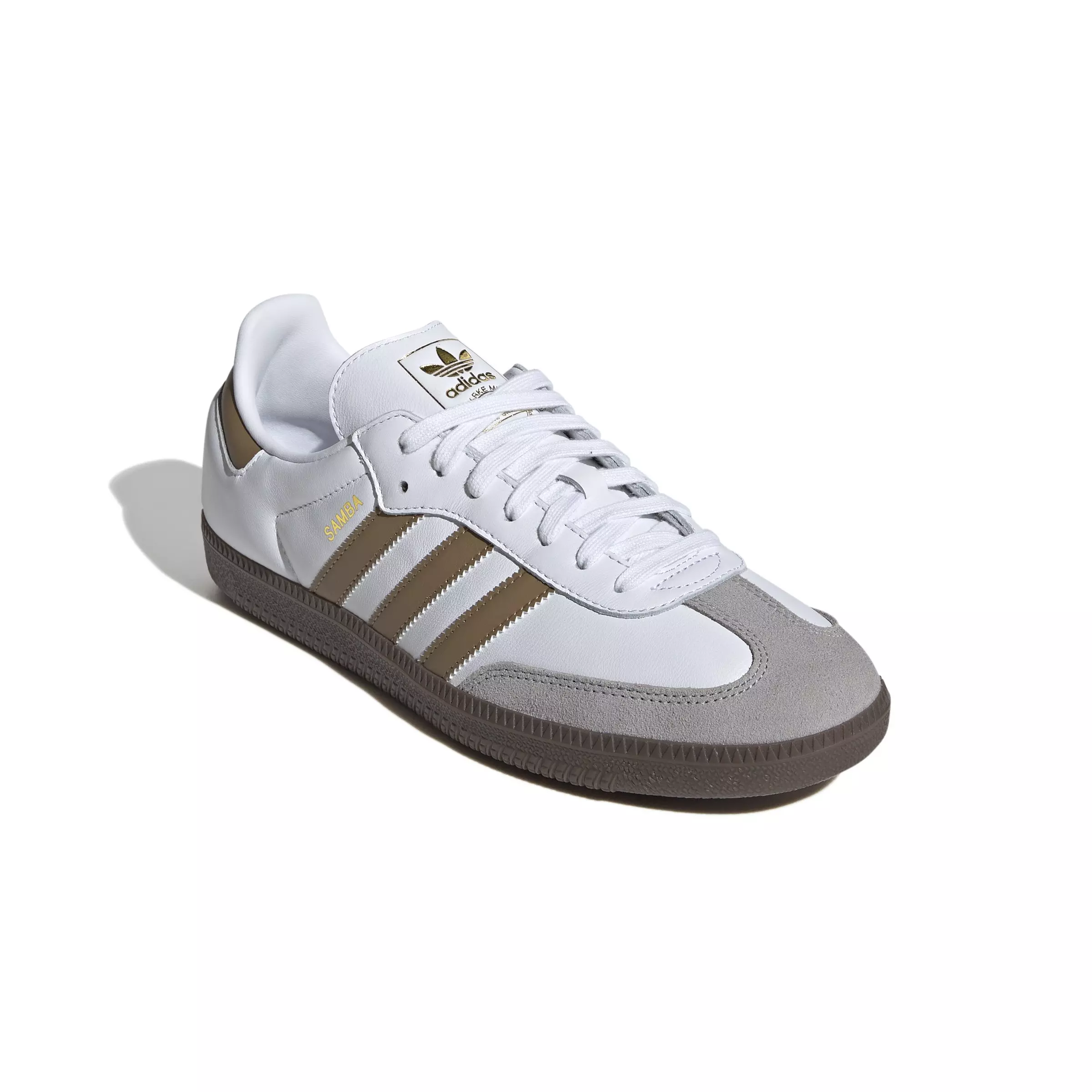 adidas Originals Samba OG "Ftwr White/Brown Desert/Clear Granite" Men's Shoe - WHITE/BROWN