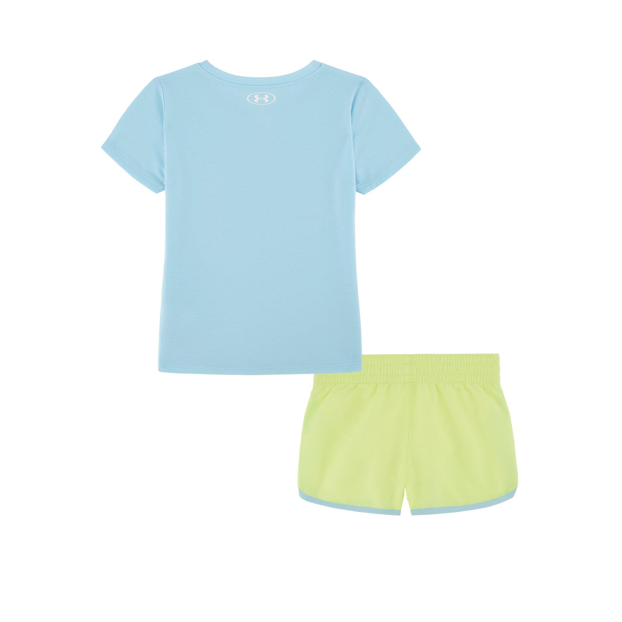 Under Armour Tech Grid Little Girls' Blue/Yellow Short Set