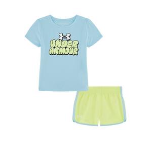 Under Armour Little Girls' Tech Grid Short Set -Blue/Yellow