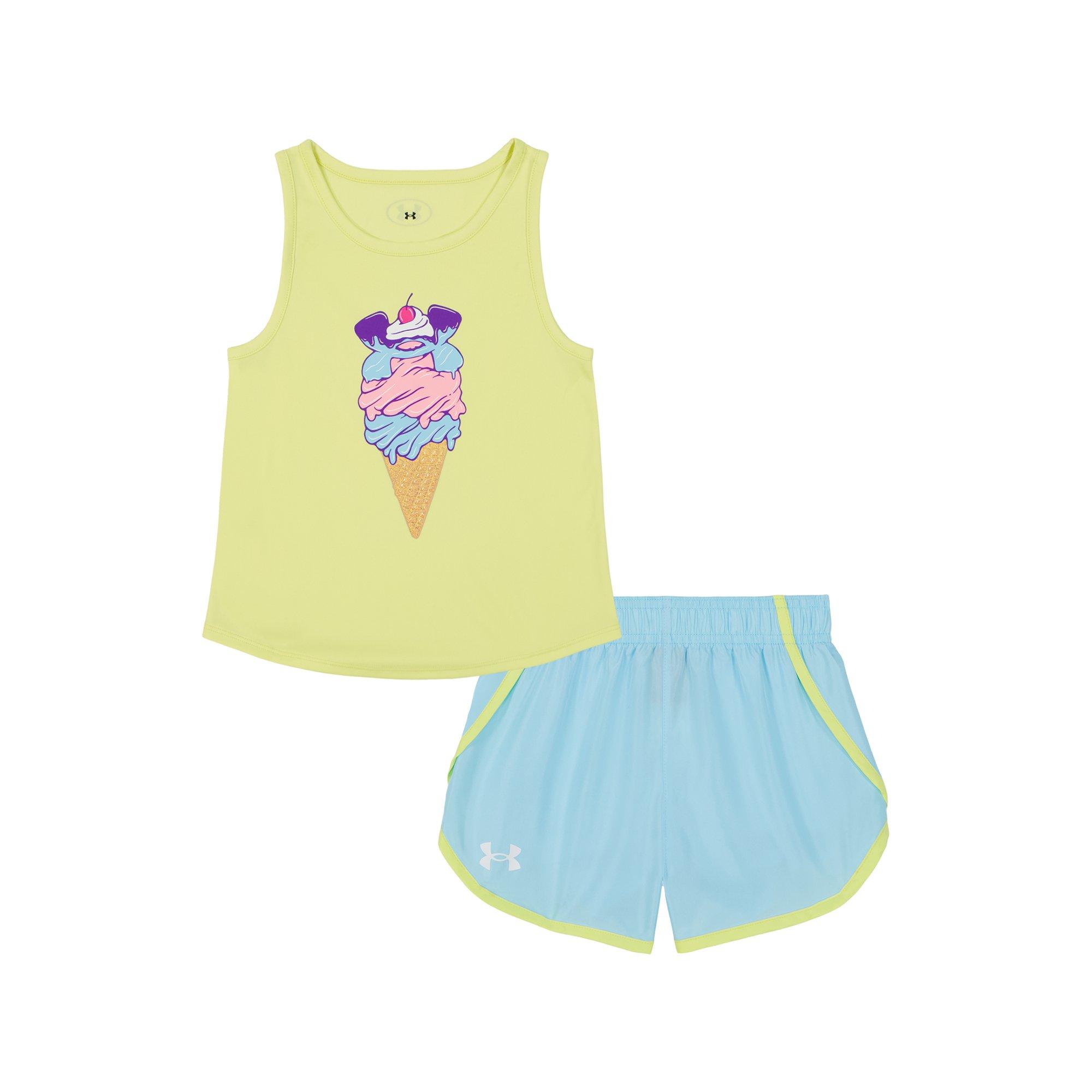 Under Armour Tank Little Girls' Yellow/Blue Short Set