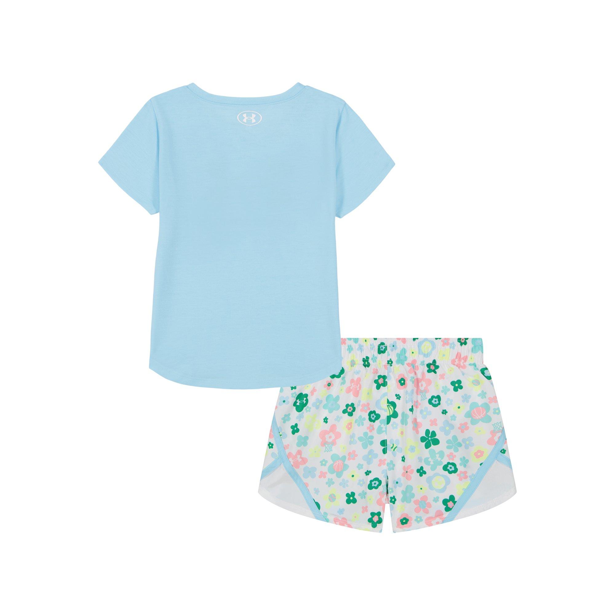 Under Armour Printed Flower Woven Little Girls' Blue/Multi Short Set