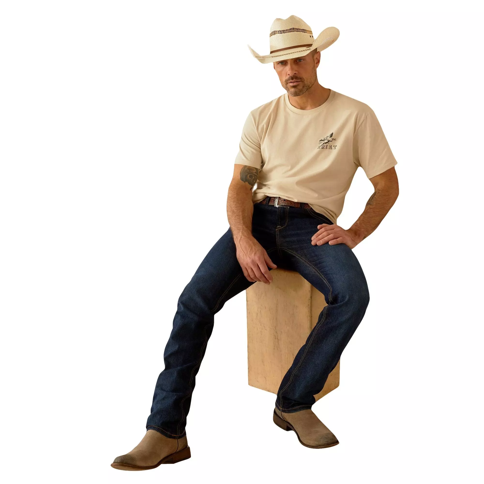 Ariat Men's Bronco Ridin Heritage Tee - WHITE