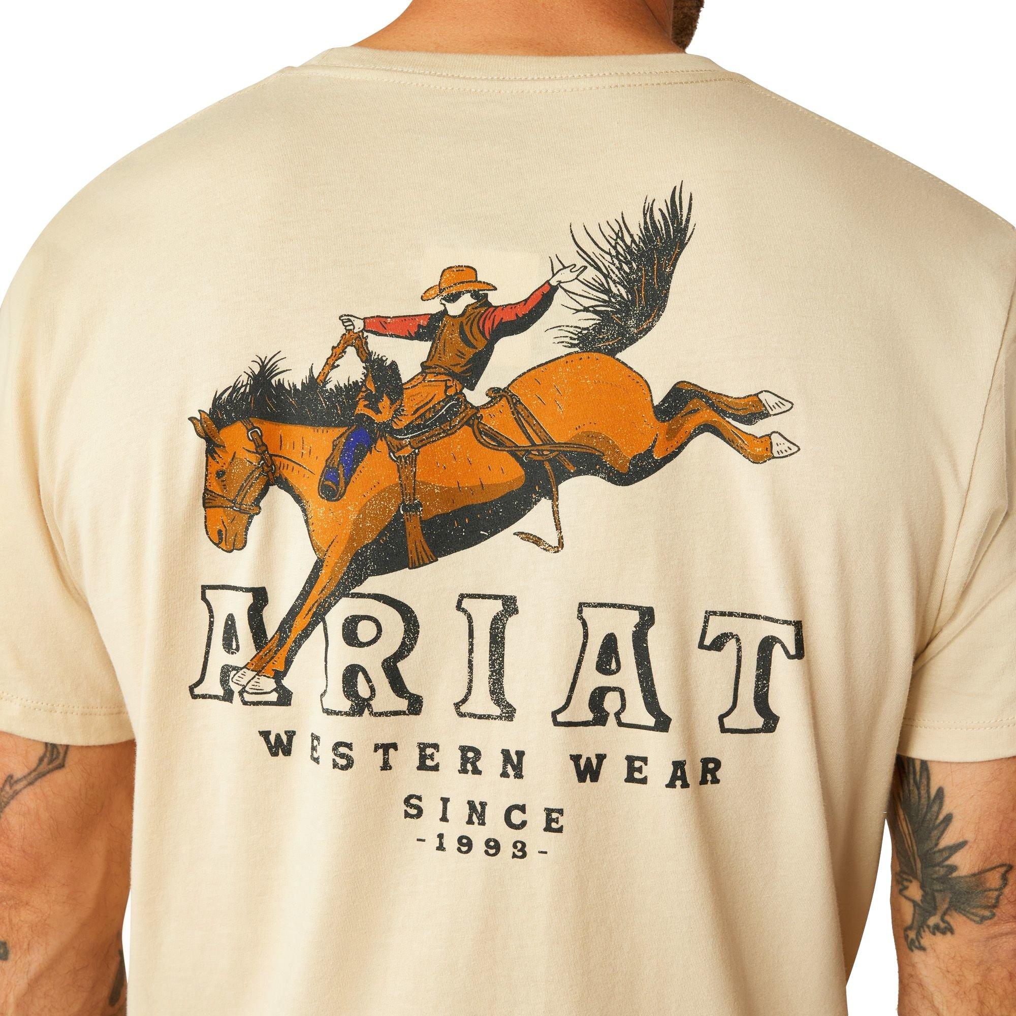 Ariat Men's Bronco Ridin Heritage Tee - WHITE Thumbnail View 4