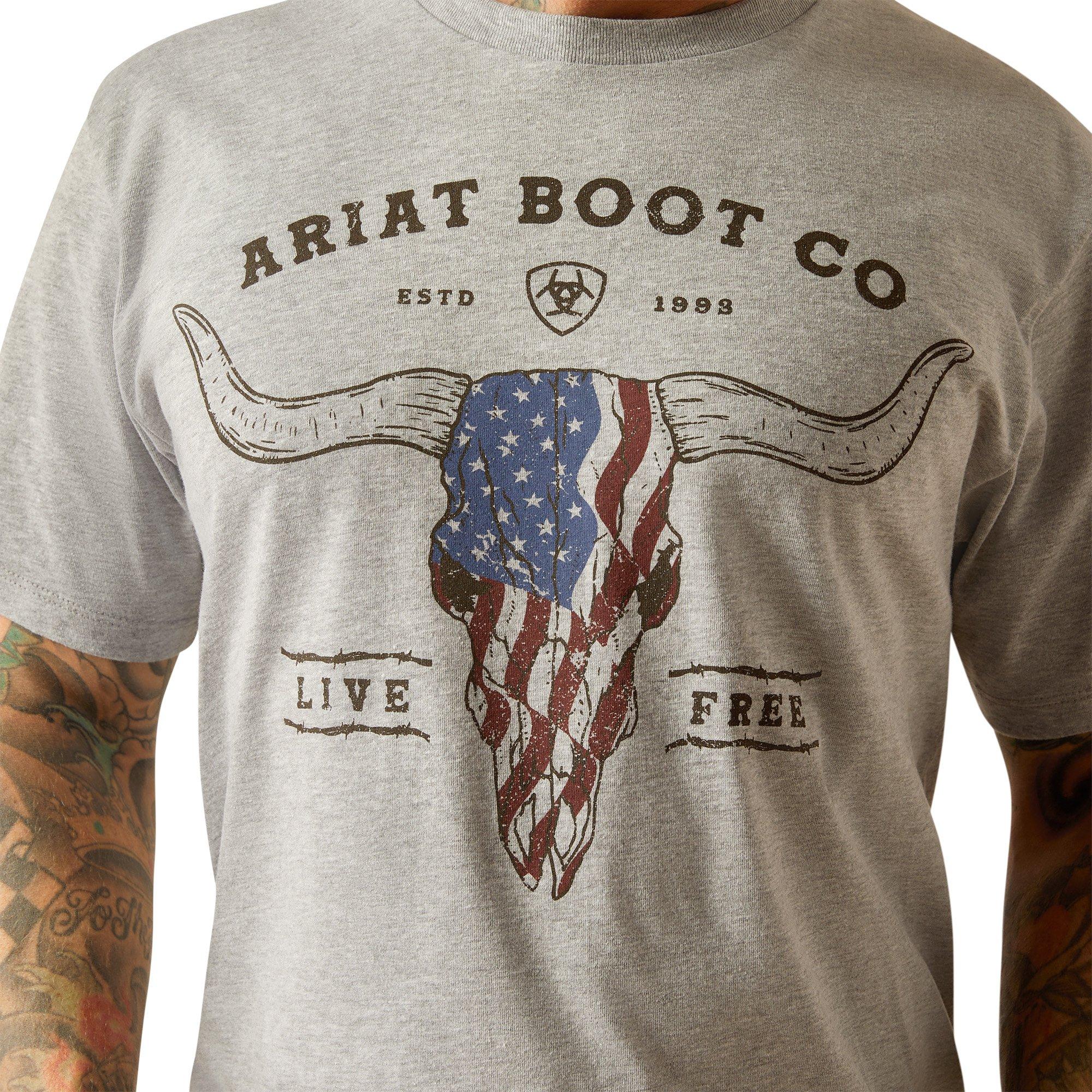 Ariat Men's Long Live Freedom Tee - Grey - GREY Thumbnail View 4