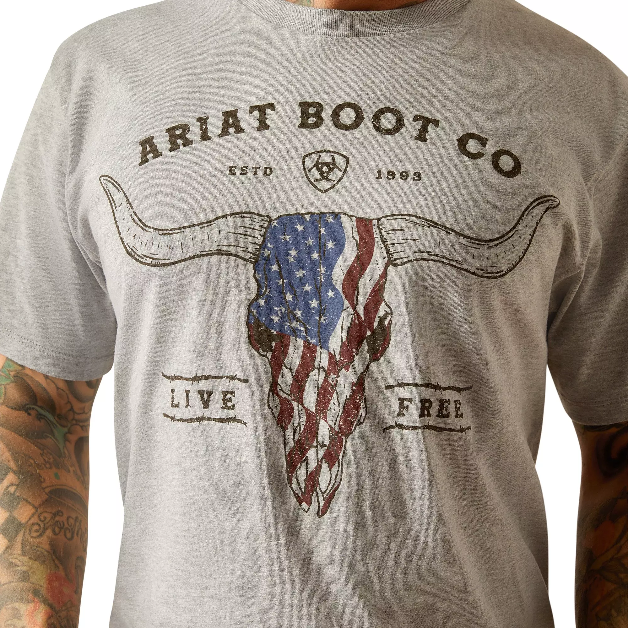 Ariat Men's Long Live Freedom Tee - Grey - GREY