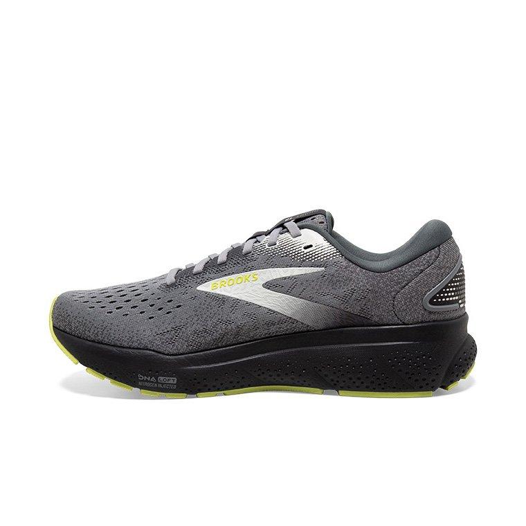 Brooks Ghost 16 "Primer/Grey/Lime" Men's Running Shoe - GREY/GREEN Thumbnail View 2