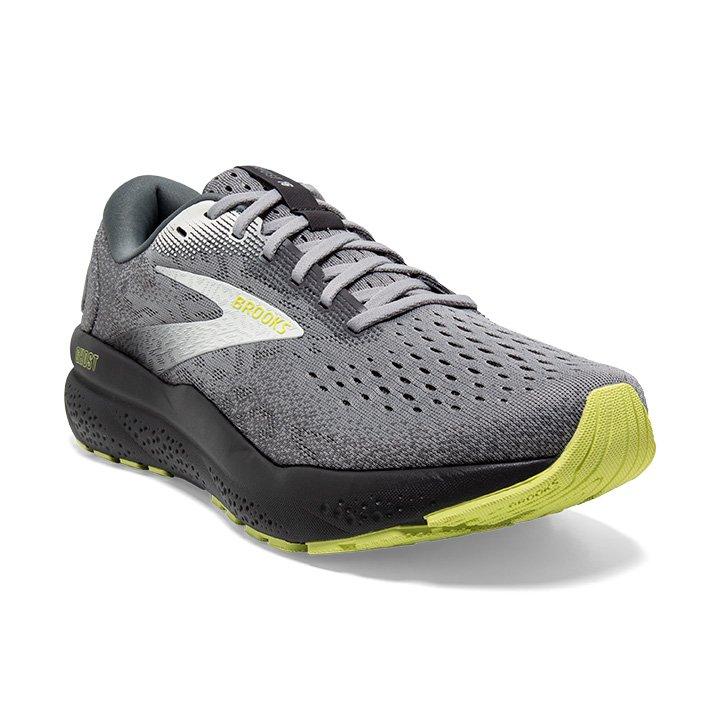Brooks Ghost 16 "Primer/Grey/Lime" Men's Running Shoe - GREY/GREEN Thumbnail View 3