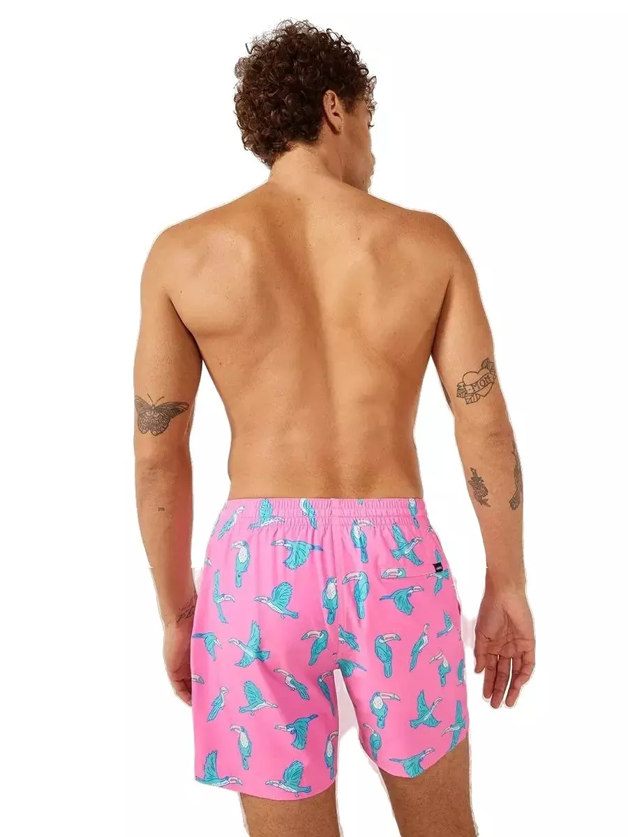 Chubbies Men's The Toucan Do Its Lined Swim Shorts - PINK