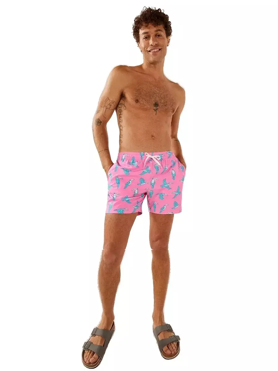 Chubbies Men's The Toucan Do Its Lined Swim Shorts - PINK
